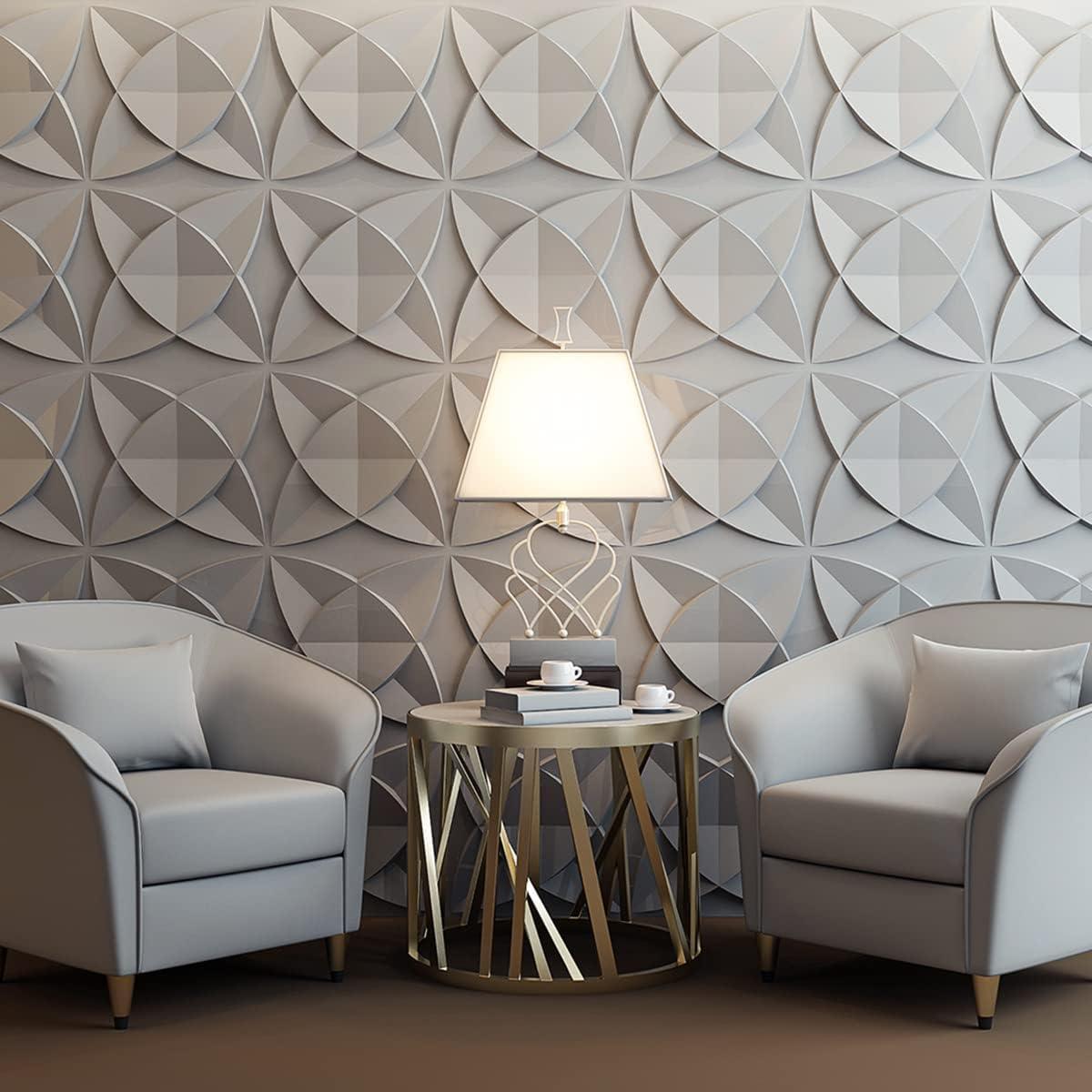 Paneles de Pared 3D Art3d de PVC Blanco - 33 Azulejos, 2.97 m²