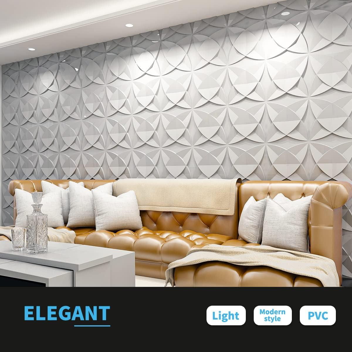 Paneles de Pared 3D Art3d de PVC Blanco - 33 Azulejos, 2.97 m²
