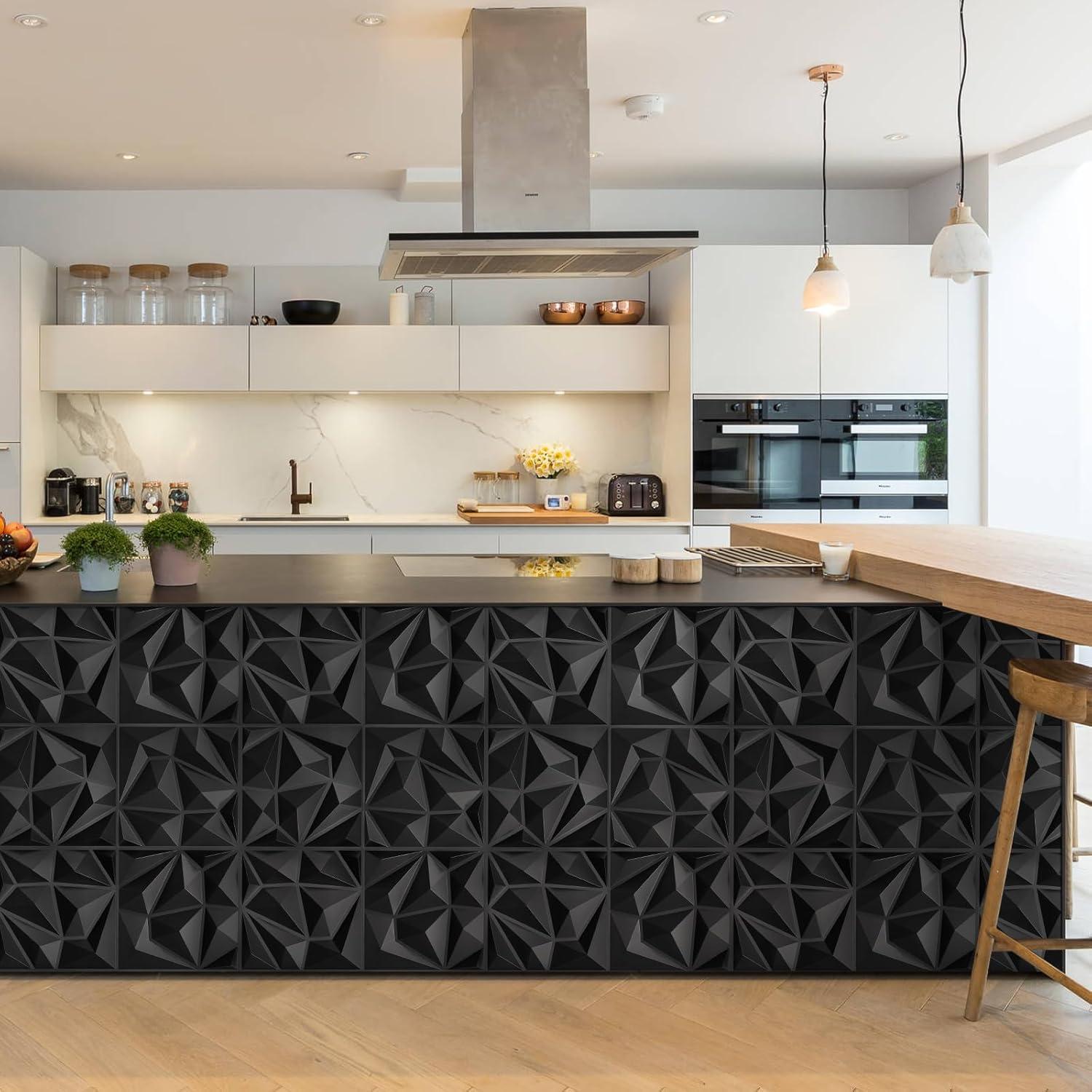 Paquete de 33 Paneles Decorativos 3D LEVOWAY Negro 30.48cm