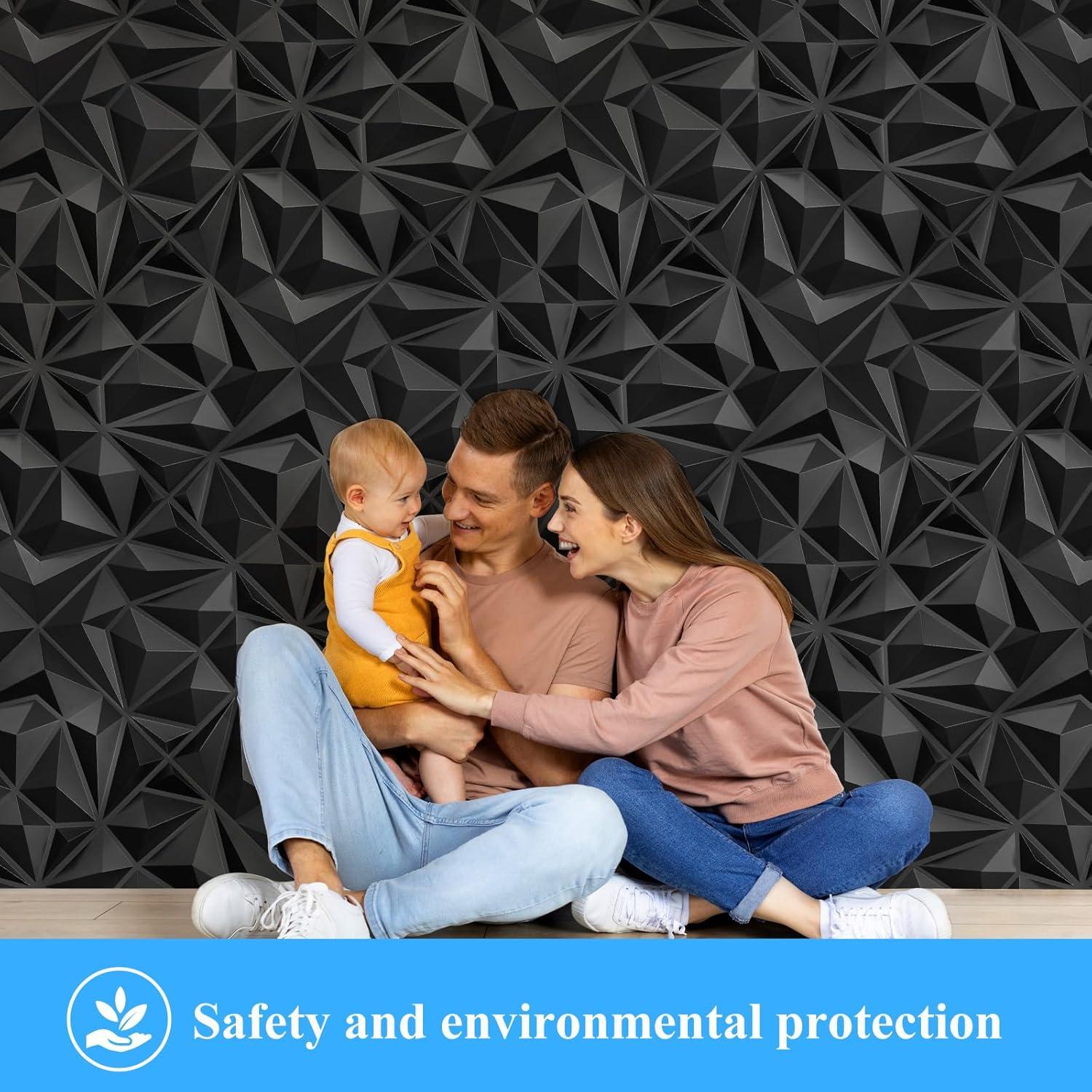 Paquete de 33 Paneles Decorativos 3D LEVOWAY Negro 30.48cm