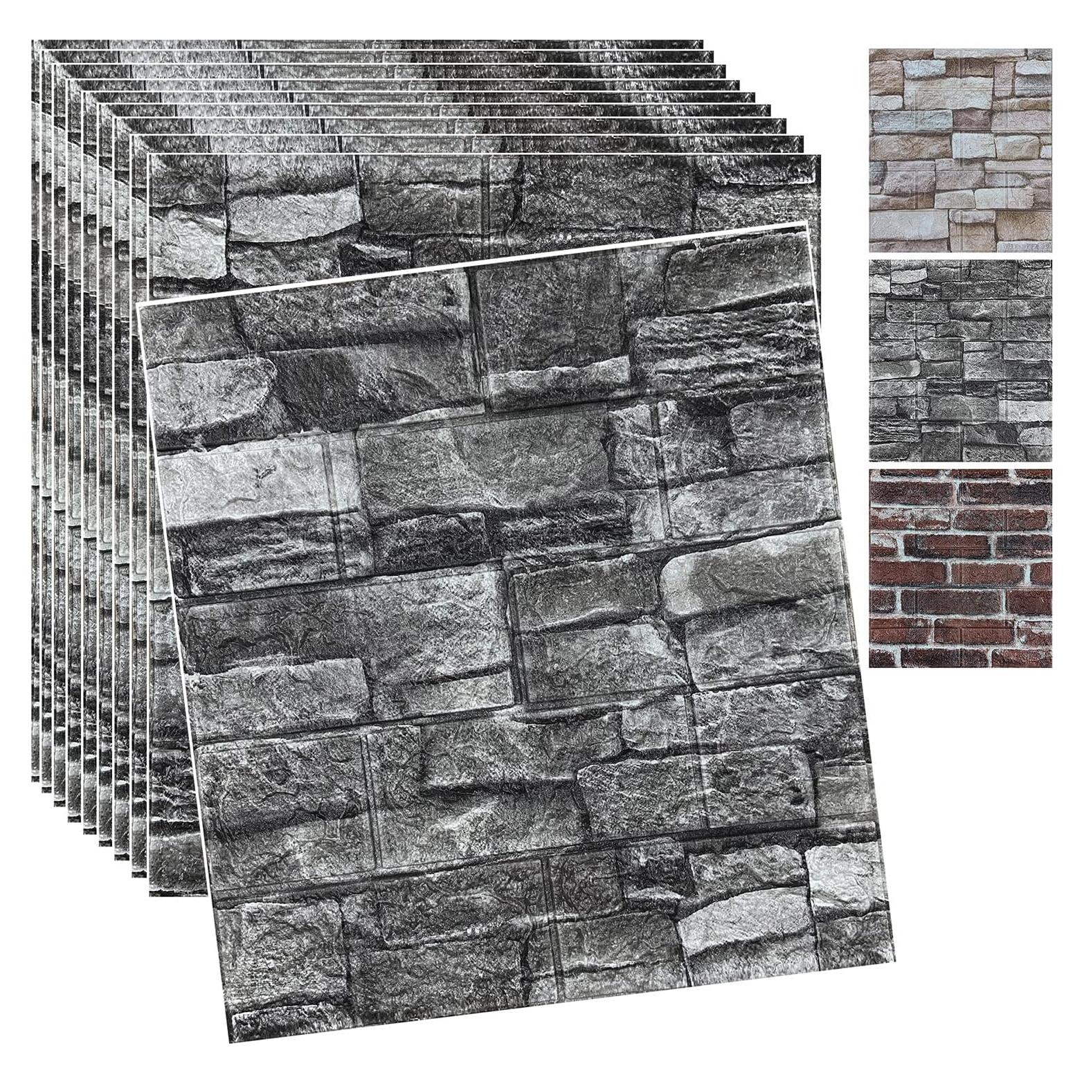 20 Paneles de Pared 3D Autoadhesivos YLL - Ladrillo Negro