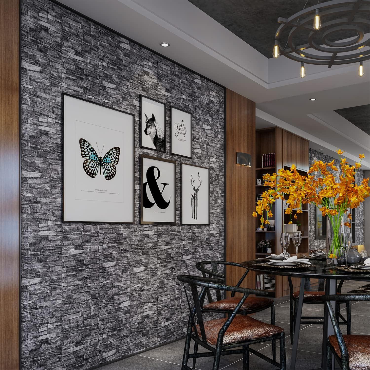 20 Paneles de Pared 3D Autoadhesivos YLL - Ladrillo Negro