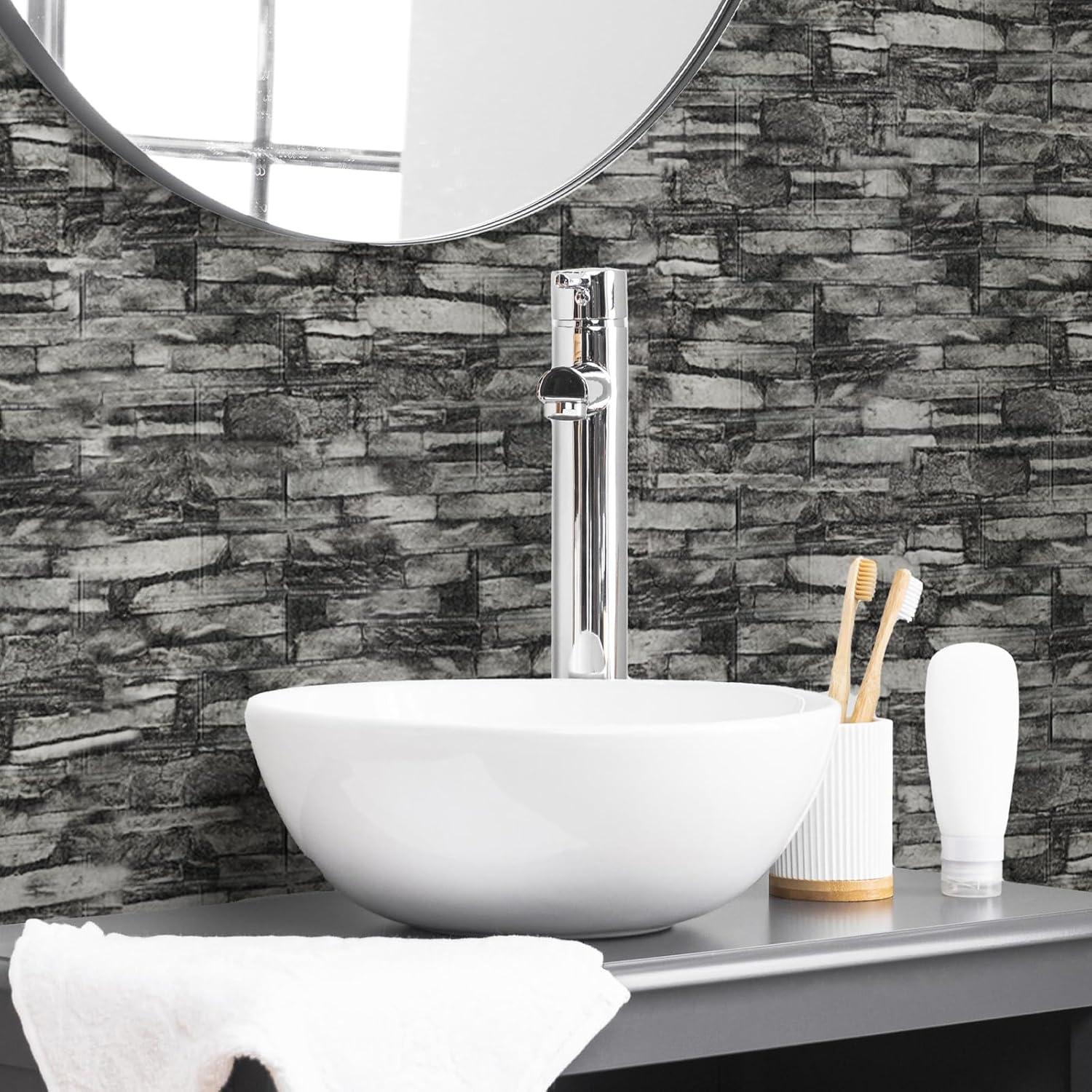 Paneles de Pared 3D Autoadhesivos SYYKDEF 10 Piezas Roca Negra