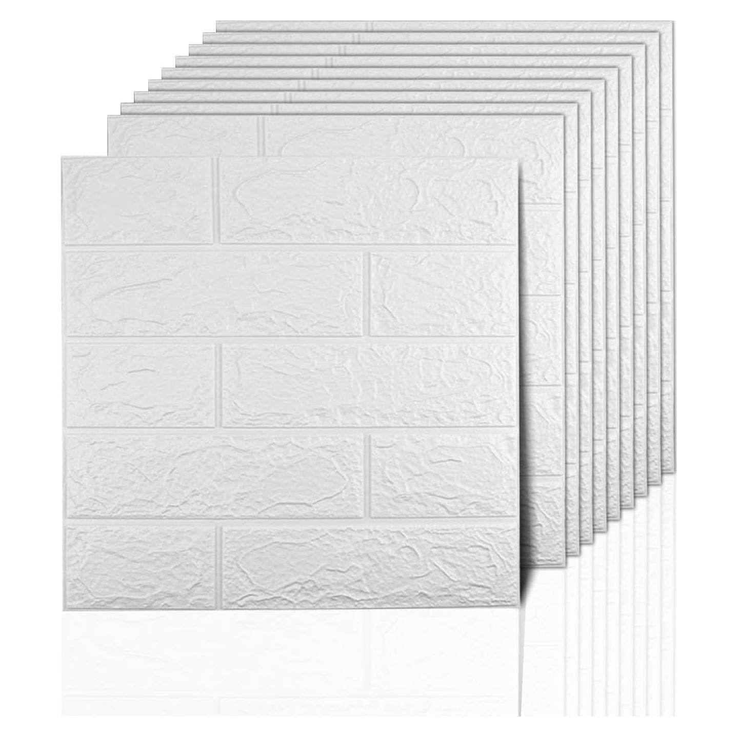 Paneles de Pared 3D Autoadhesivos Sodeno 10 Pzs Ladrillo Blanco
