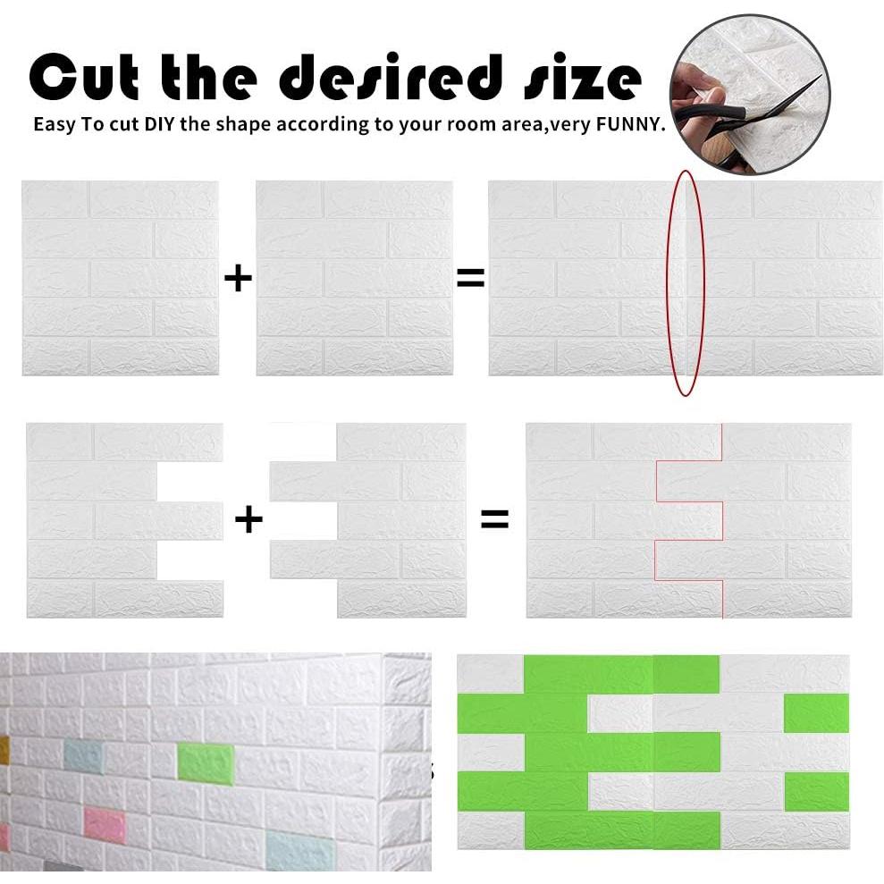 Paneles de Pared 3D Autoadhesivos Sodeno 10 Pzs Ladrillo Blanco