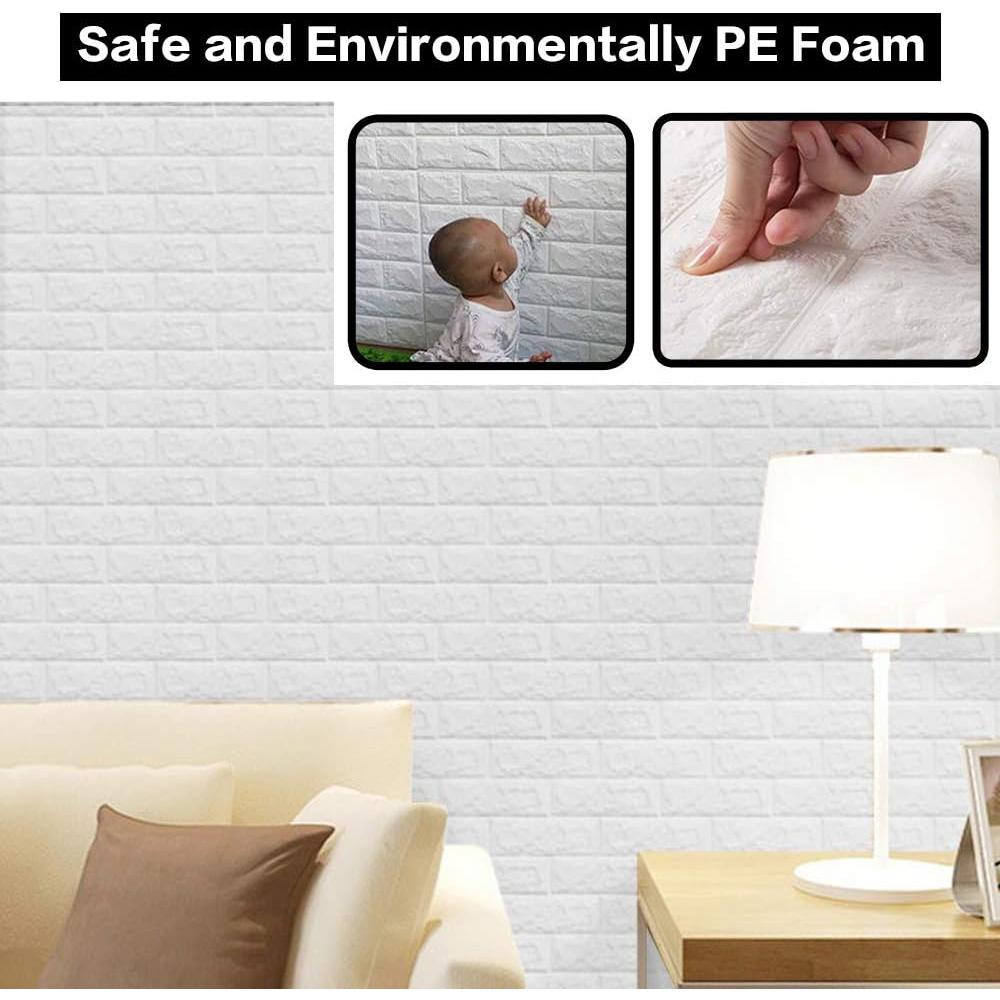 Paneles de Pared 3D Autoadhesivos Sodeno 10 Pzs Ladrillo Blanco