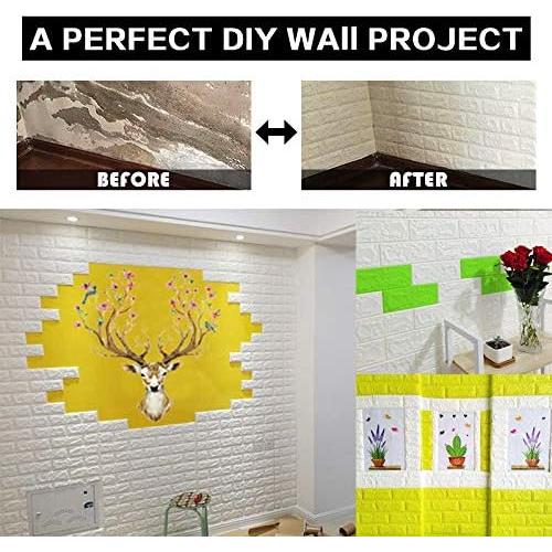 Paneles de Pared 3D Autoadhesivos Sodeno 10 Pzs Ladrillo Blanco