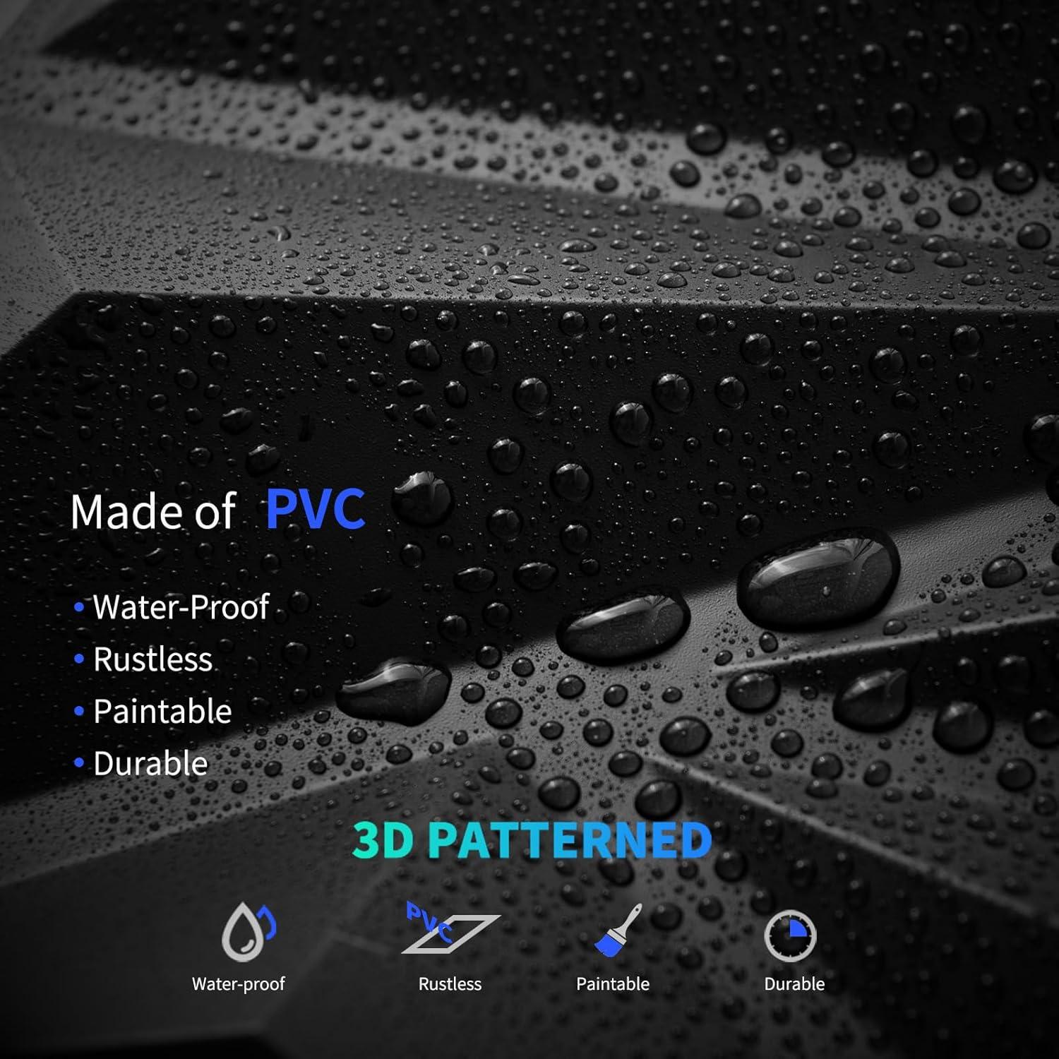 Paneles de Pared 3D Art3dwallpanels 33 Paquete Negro 30.48cm