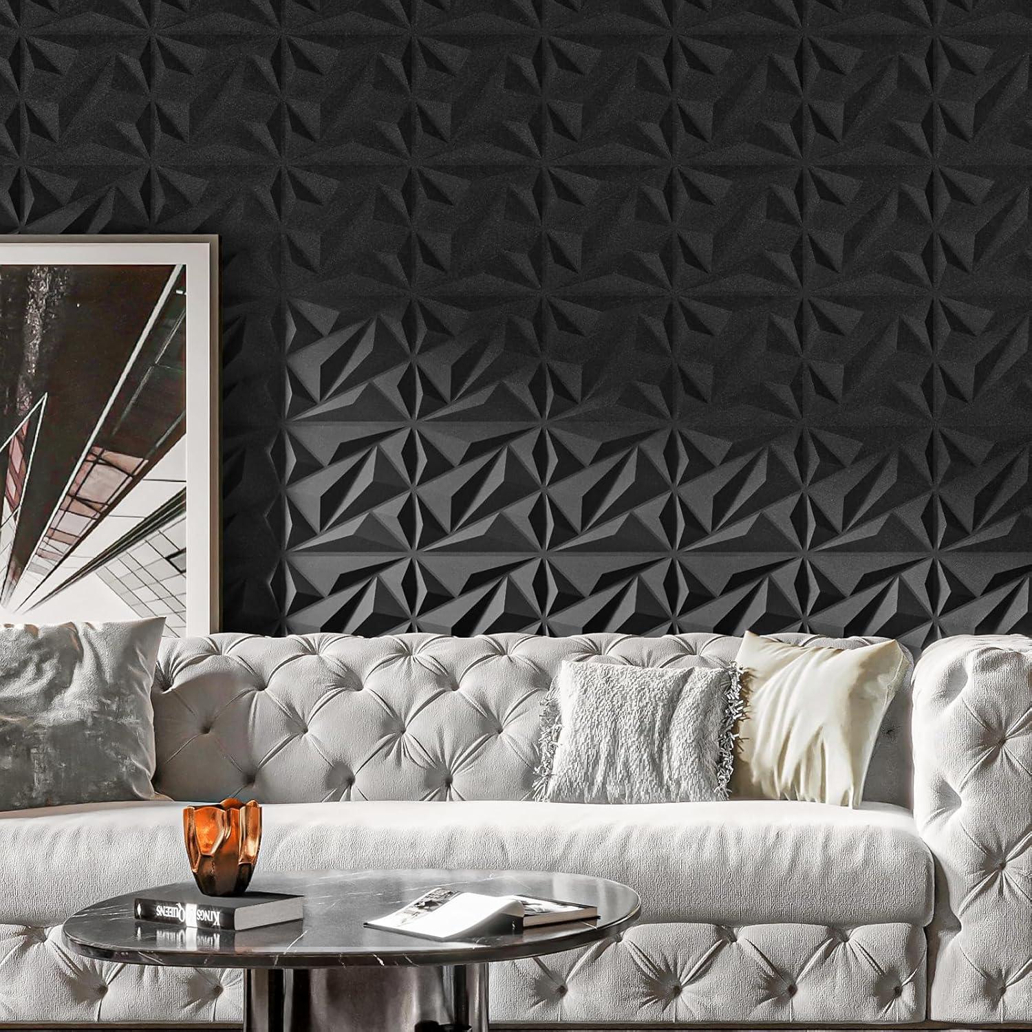 Paneles de Pared 3D Art3dwallpanels 33 Paquete Negro 30.48cm