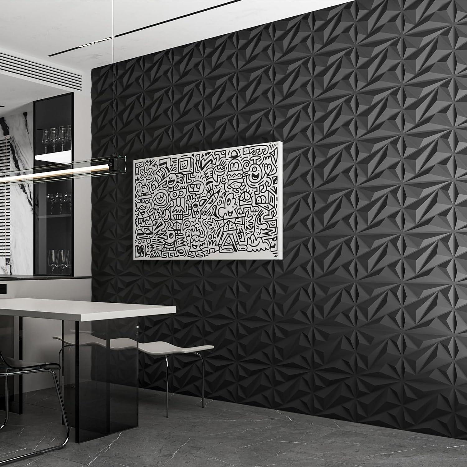 Paneles de Pared 3D Art3dwallpanels 33 Paquete Negro 30.48cm