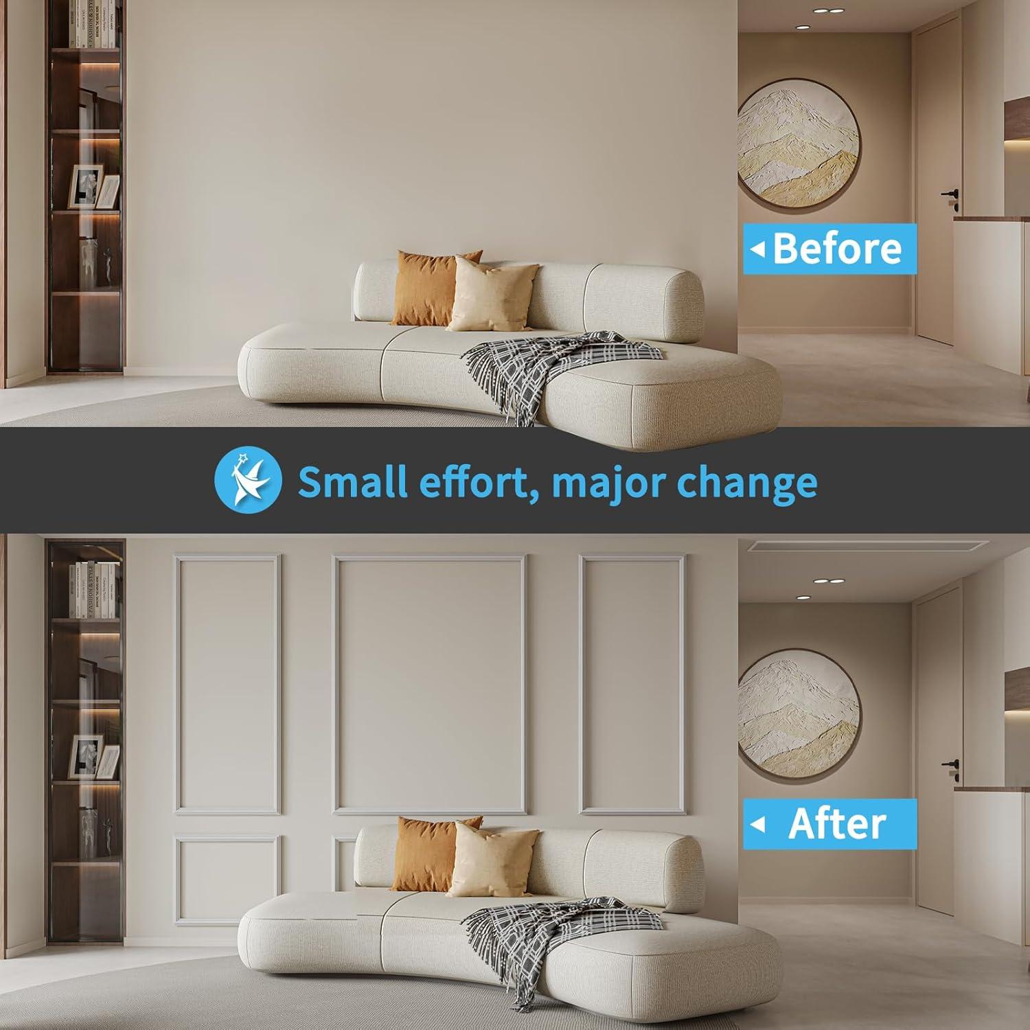 Juego de Molduras de Pared Pre-Cortadas Art3d 24 Piezas Blanco