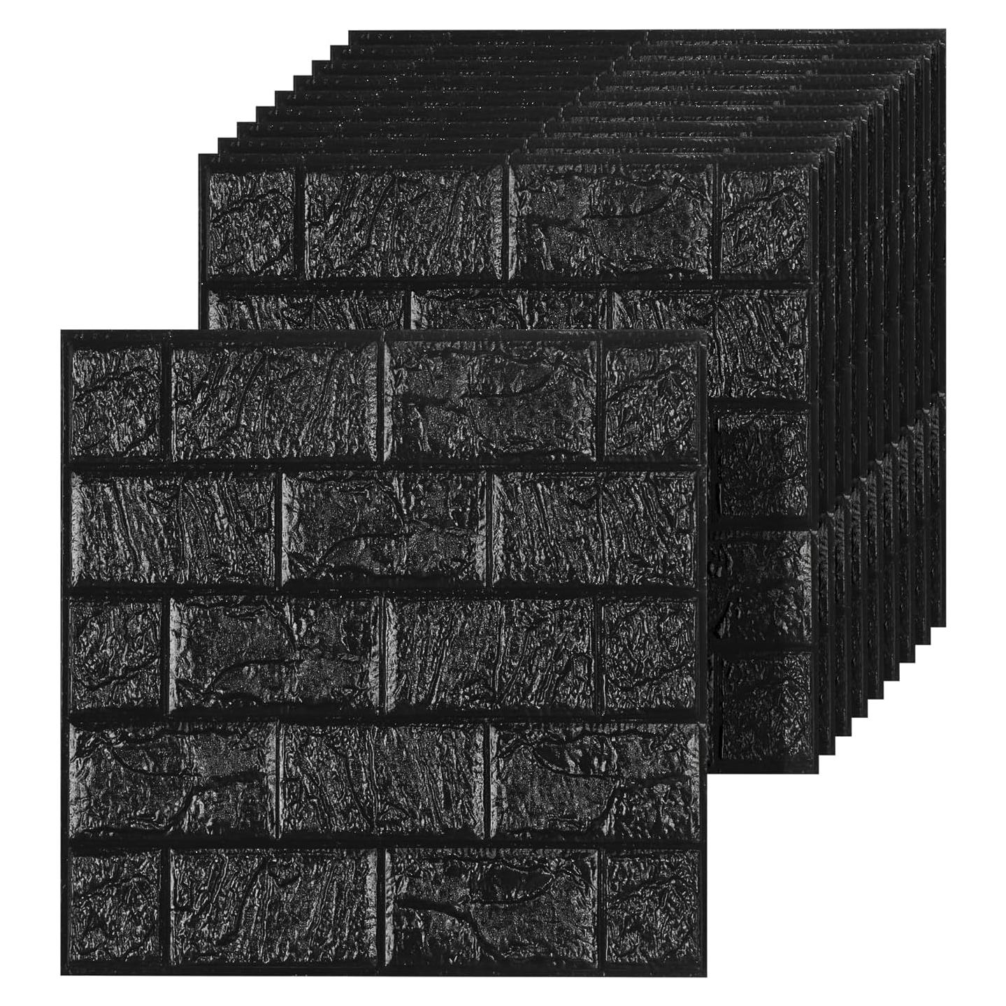 Paneles de Pared 3D Autoadhesivos Umedol 40 Pcs 30x30 cm Negro