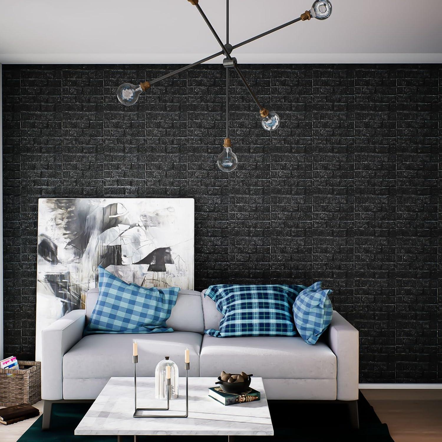 Paneles de Pared 3D Autoadhesivos Umedol 40 Pcs 30x30 cm Negro