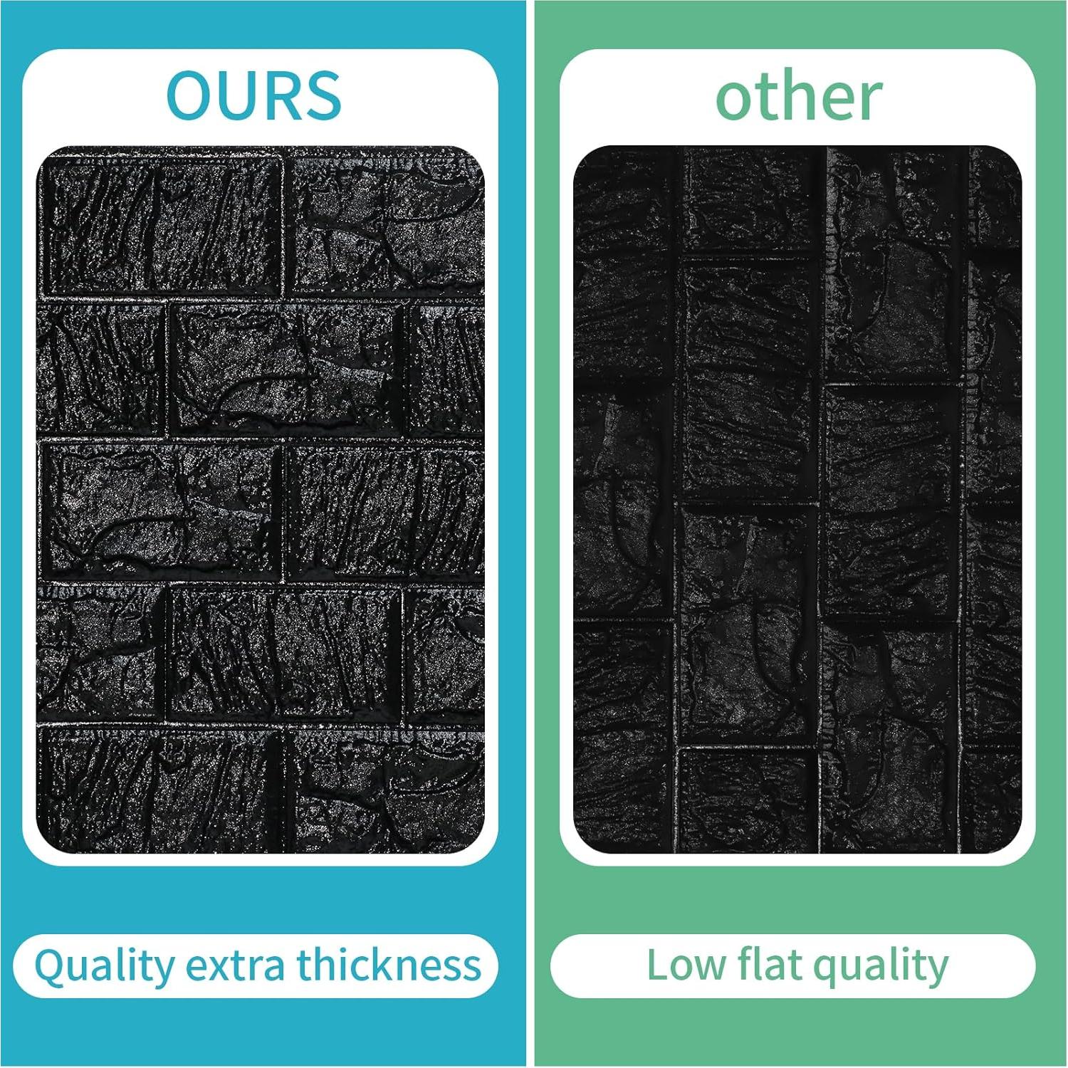 Paneles de Pared 3D Autoadhesivos Umedol 40 Pcs 30x30 cm Negro