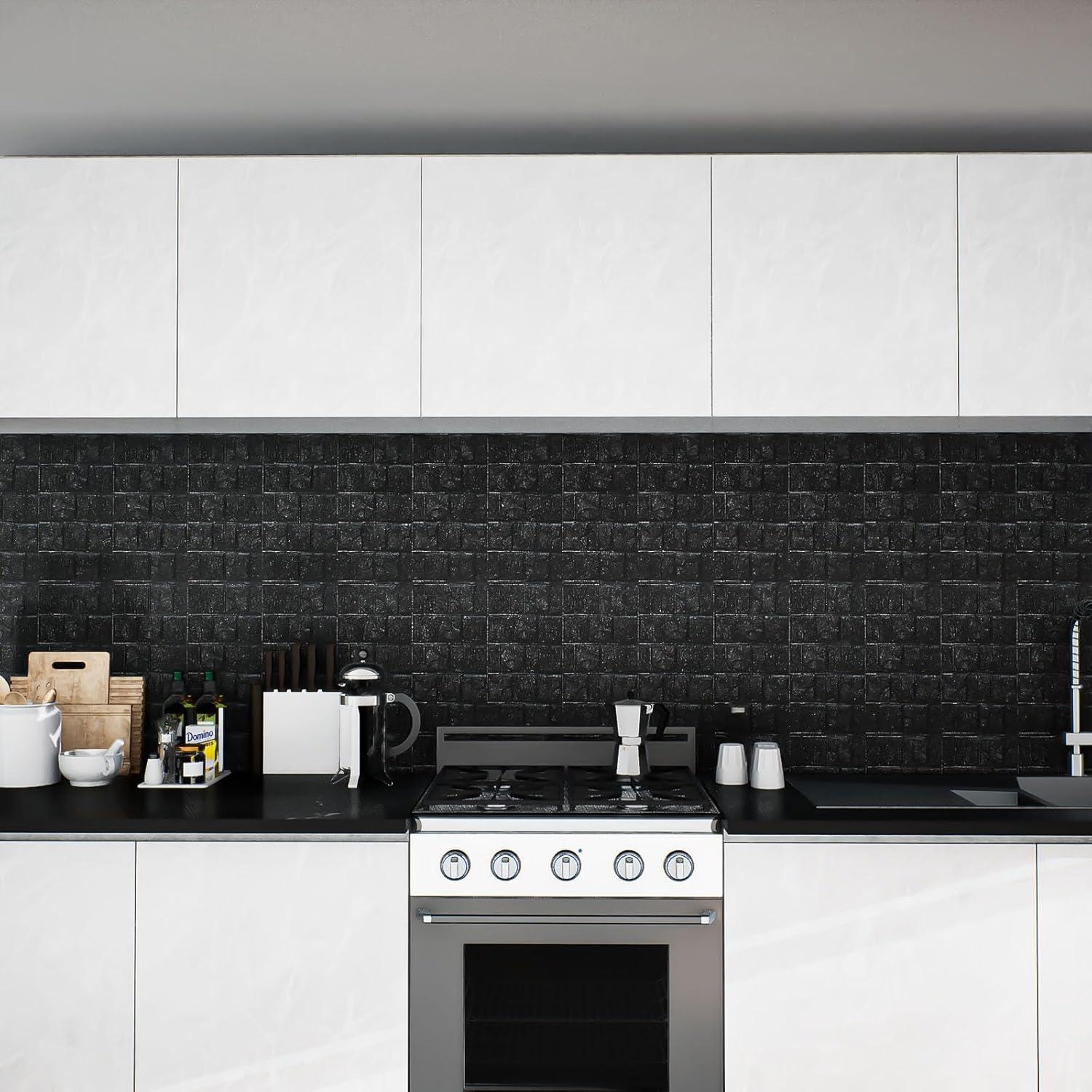 Paneles de Pared 3D Autoadhesivos Umedol 40 Pcs 30x30 cm Negro