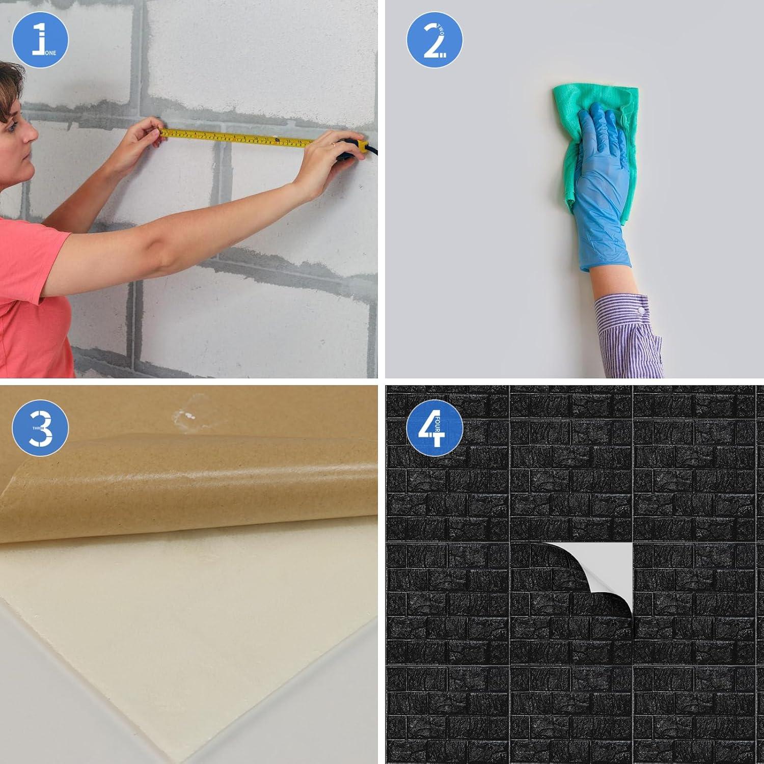 Paneles de Pared 3D Autoadhesivos Umedol 40 Pcs 30x30 cm Negro