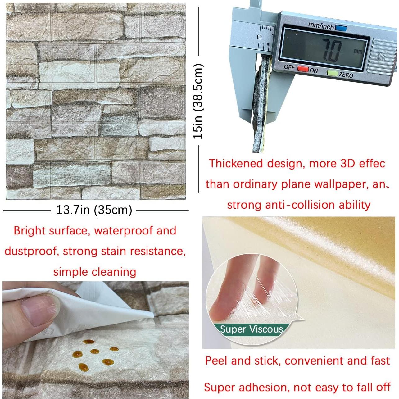 Paneles de Pared 3D Autoadhesivos YU LI 10PCS Color Roca