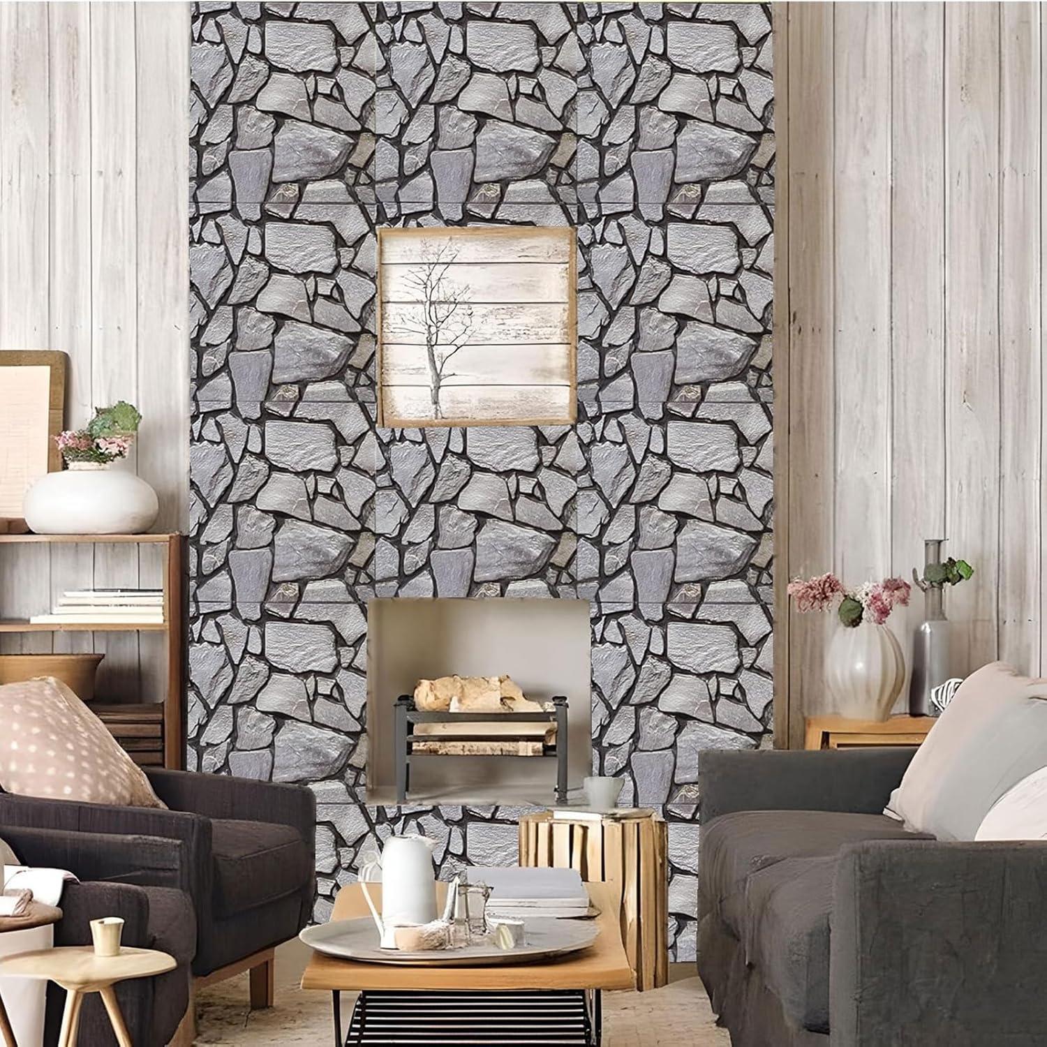 Paneles de Pared 3D Autoadhesivos SZGWTK 30x30cm Gris (10pcs)