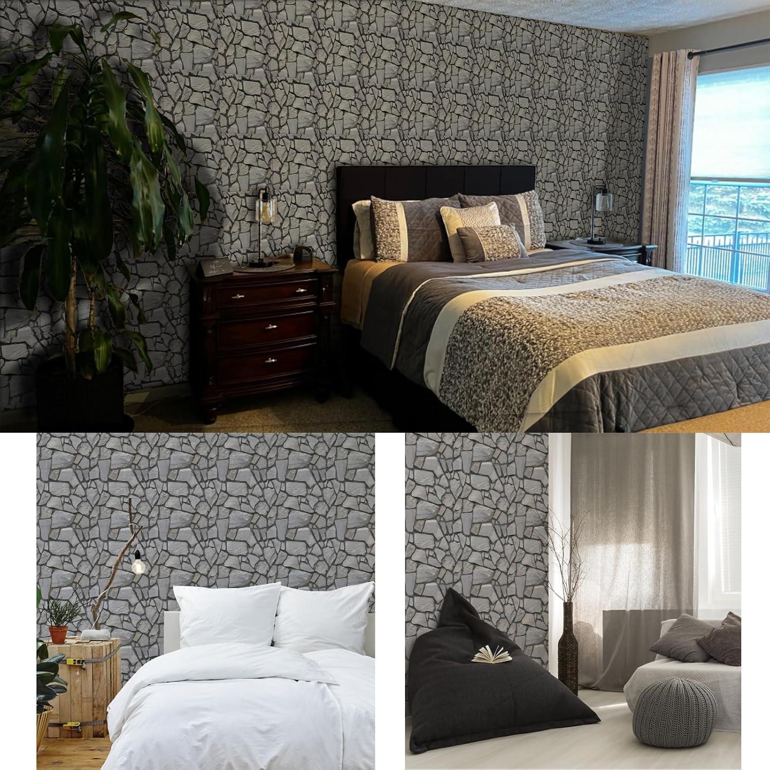 Paneles de Pared 3D Autoadhesivos SZGWTK 30x30cm Gris (10pcs)