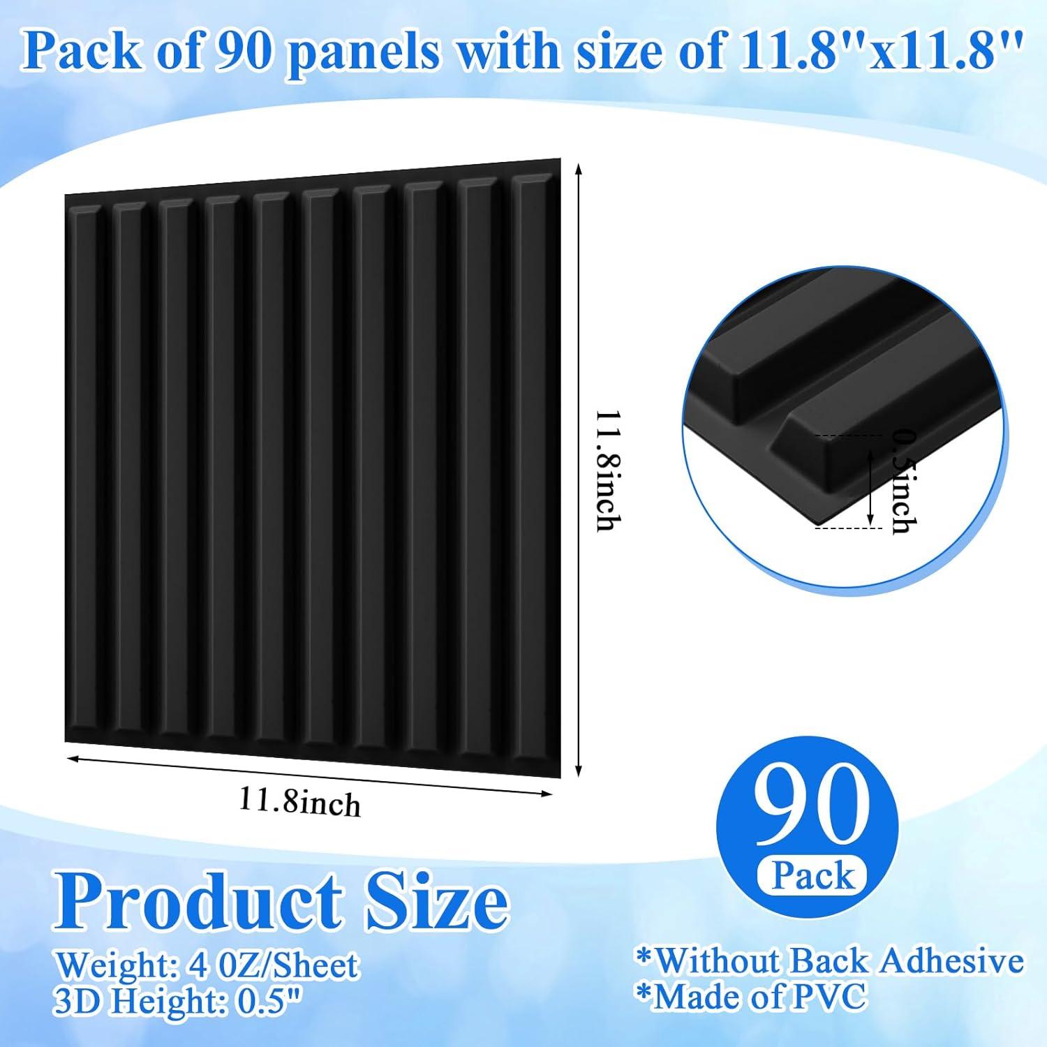 32 Paneles de Pared 3D Nuanchu PVC Texturizado 30x30cm Negro