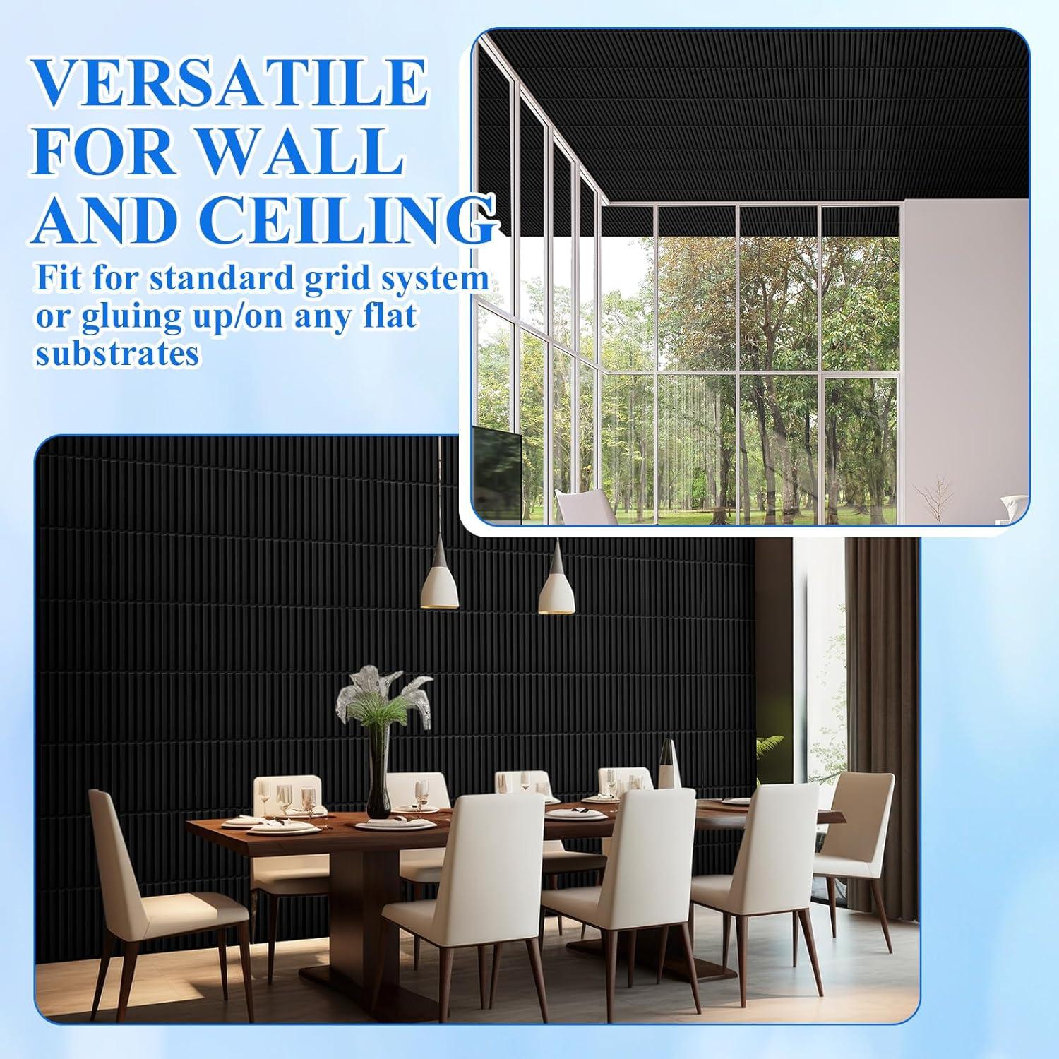 32 Paneles de Pared 3D Nuanchu PVC Texturizado 30x30cm Negro