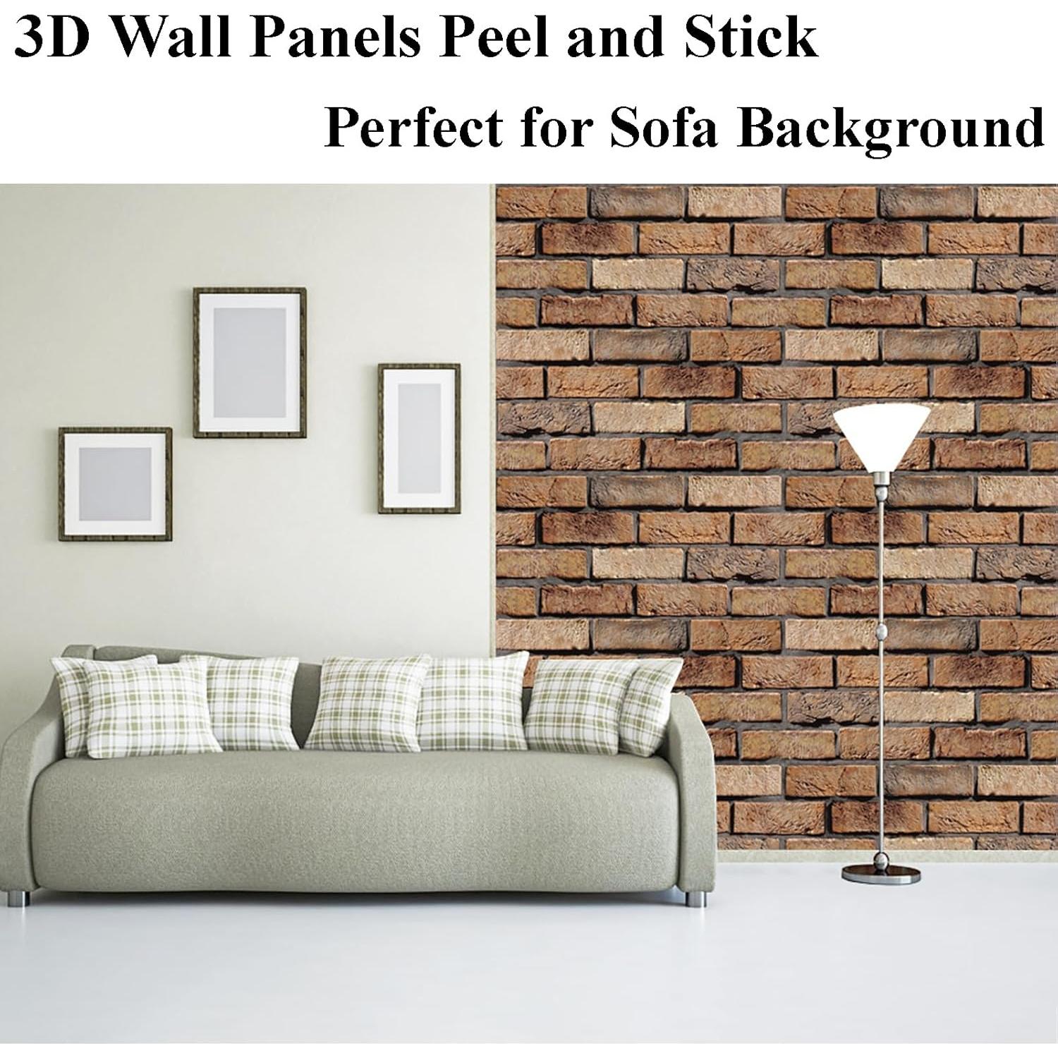 Paneles de Pared 3D Autoadhesivos Veczom Ladrillo Rojo 10 Piezas
