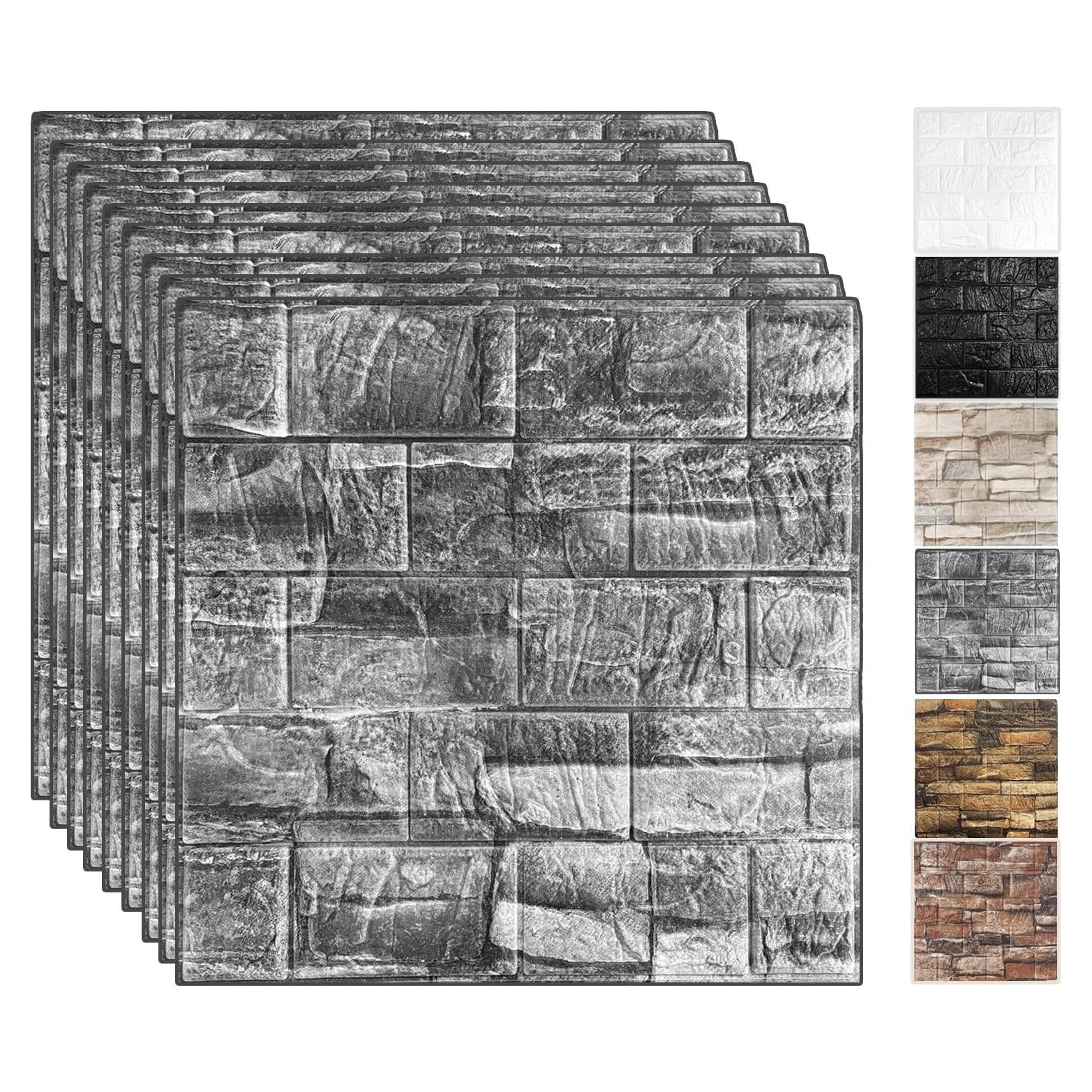 33 Paneles de Pared 3D Autoadhesivos FOITLE Negro Retro 30x30cm