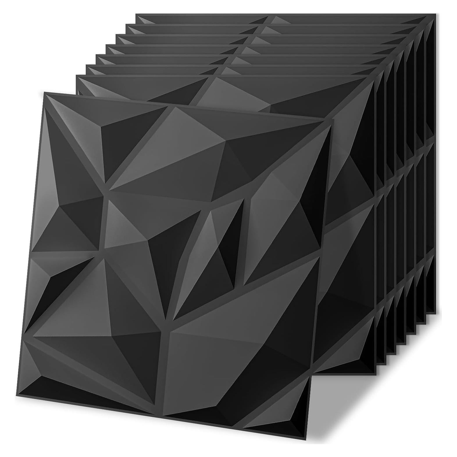 Paneles Decorativos 3D Art3d Negro PVC 20 Piezas 300mm