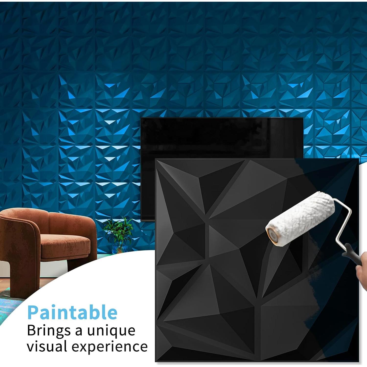 Paneles Decorativos 3D Art3d Negro PVC 20 Piezas 300mm