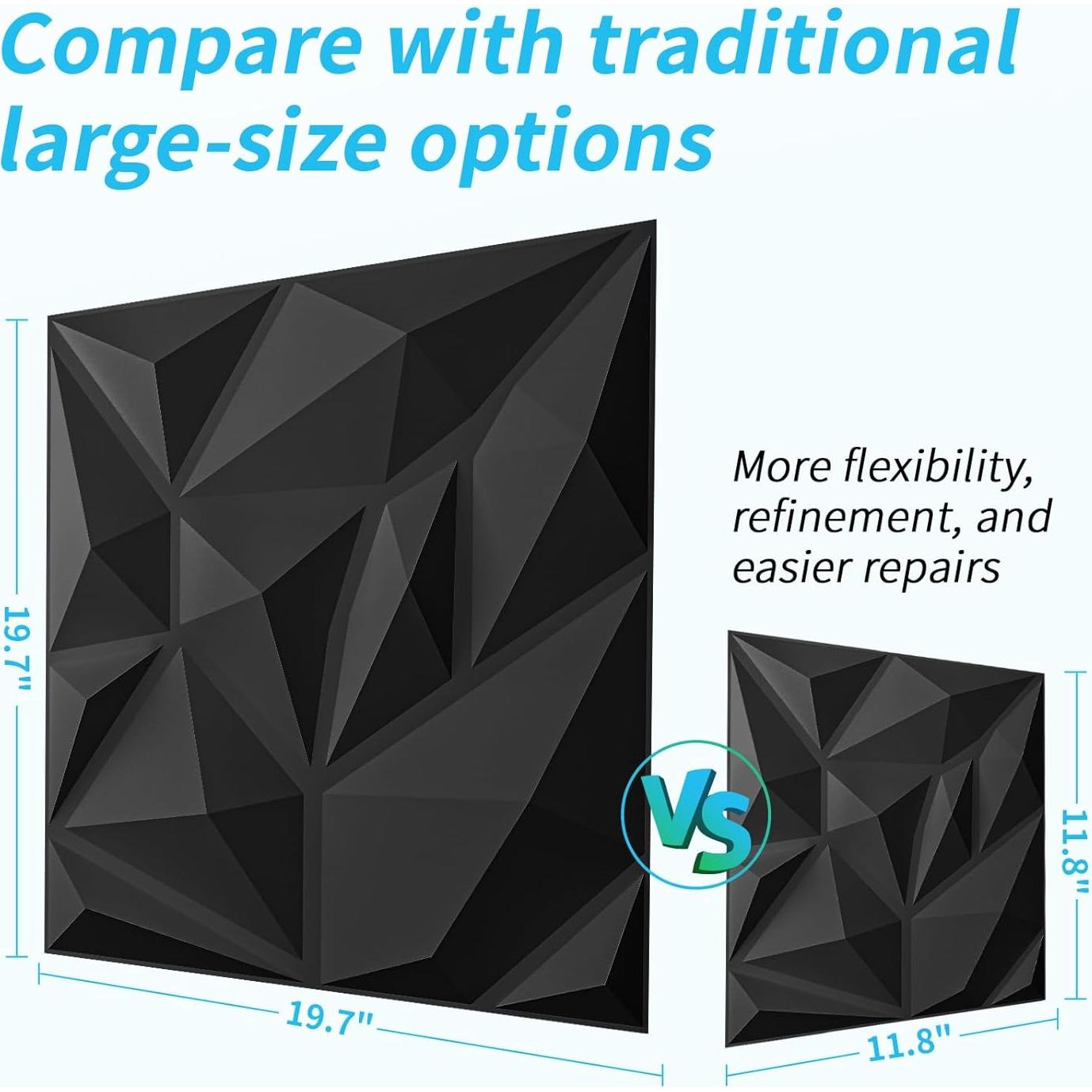 Paneles Decorativos 3D Art3d Negro PVC 20 Piezas 300mm