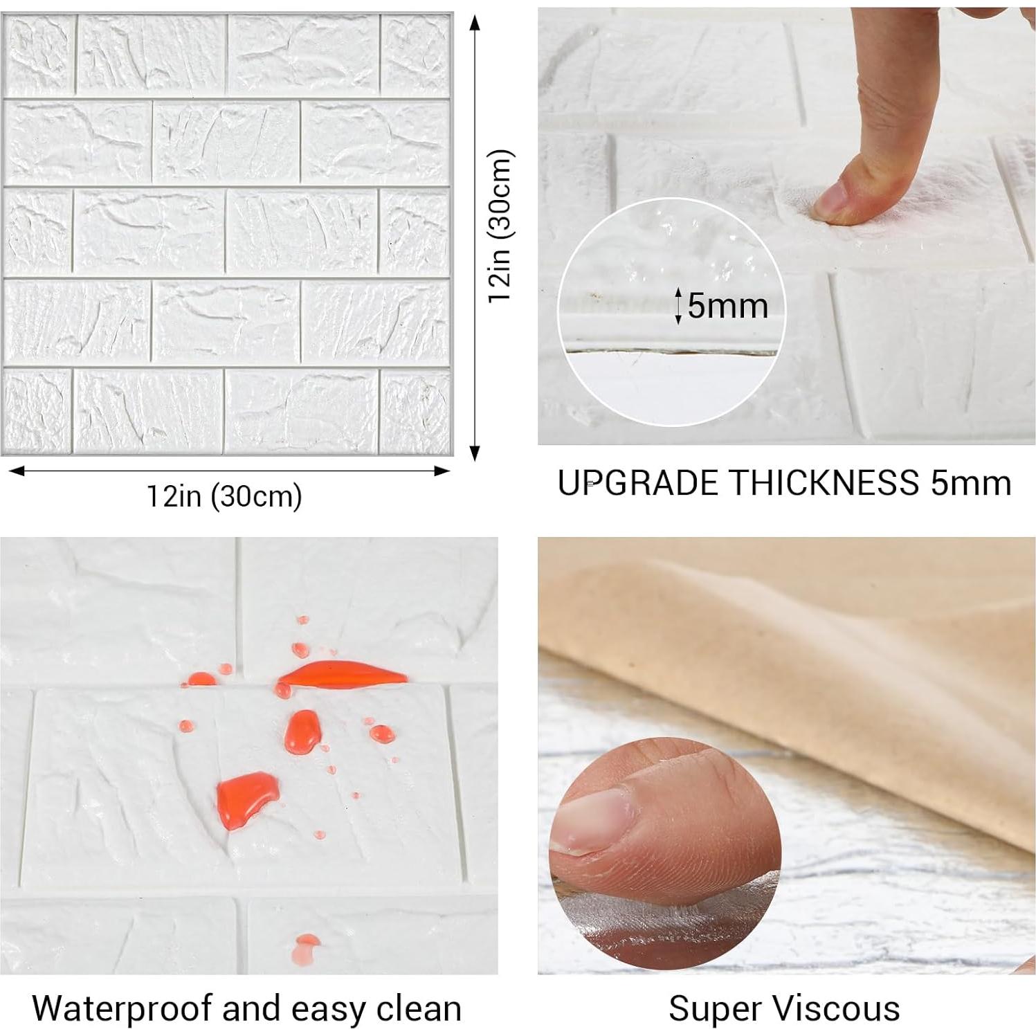 30 Paneles de Pared 3D Autoadhesivos Prasacco Ladrillo Blanco