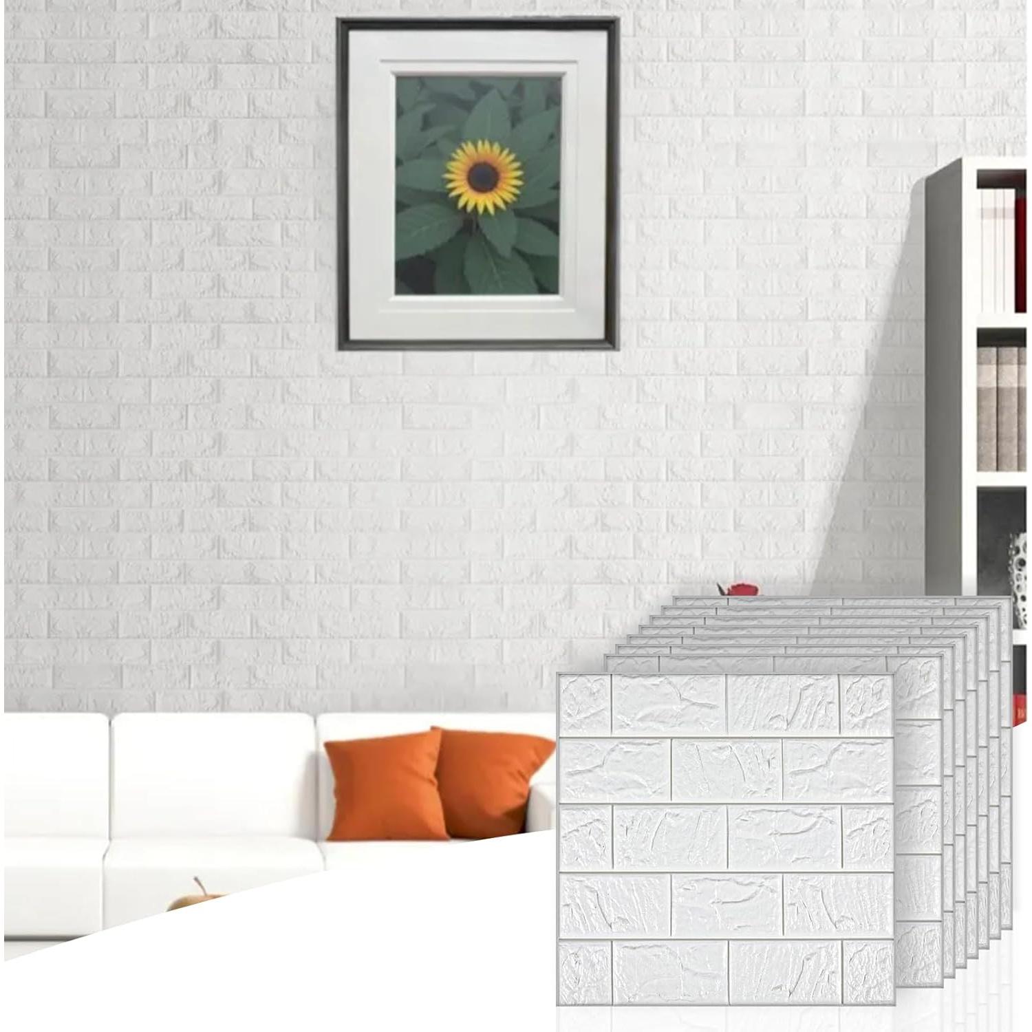 30 Paneles de Pared 3D Autoadhesivos Prasacco Ladrillo Blanco
