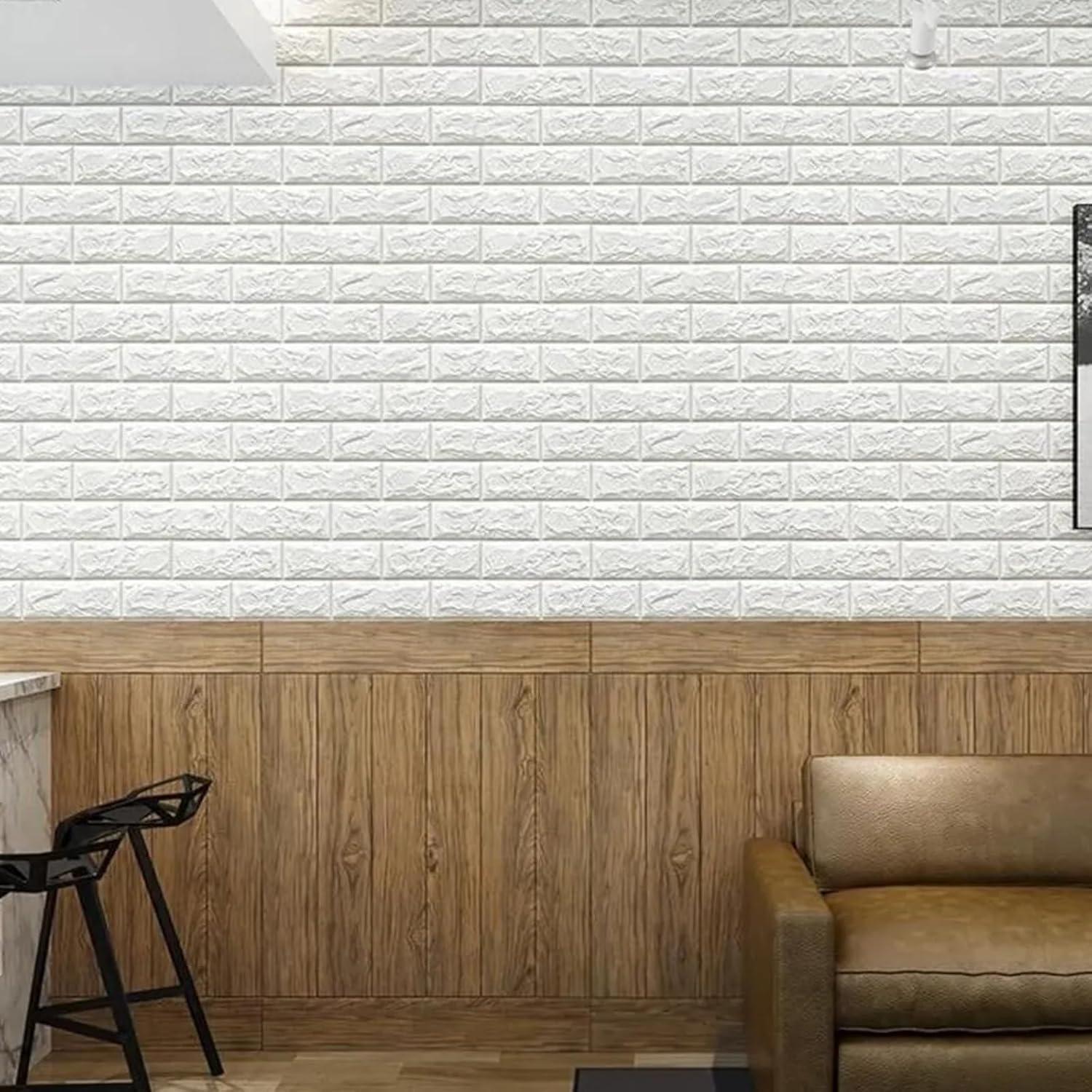 30 Paneles de Pared 3D Autoadhesivos Prasacco Ladrillo Blanco
