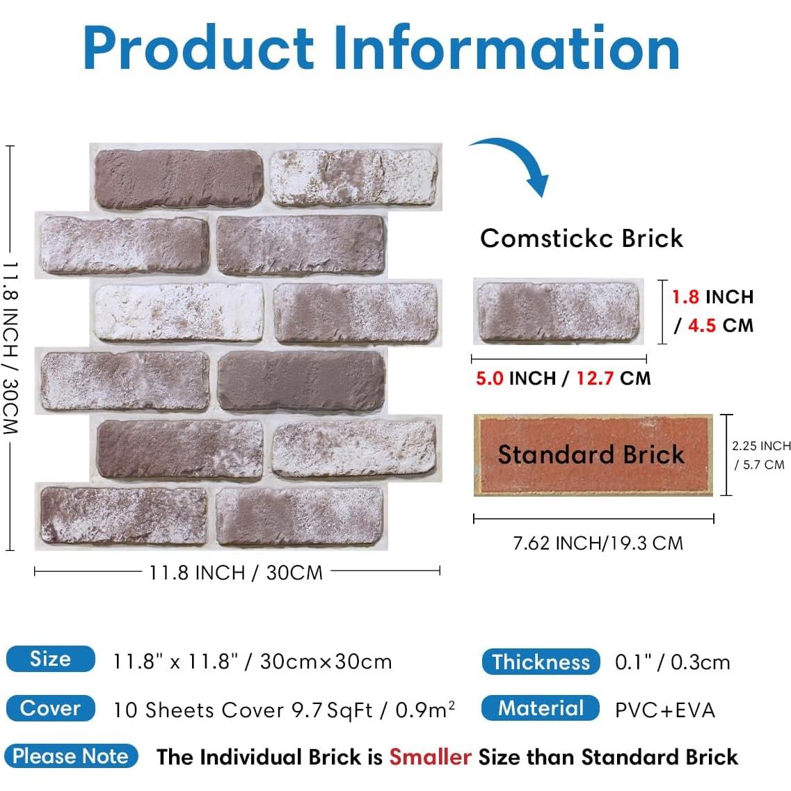 Paneles de Pared 3D Autoadhesivos COMSTICKC 30x30 cm PVC