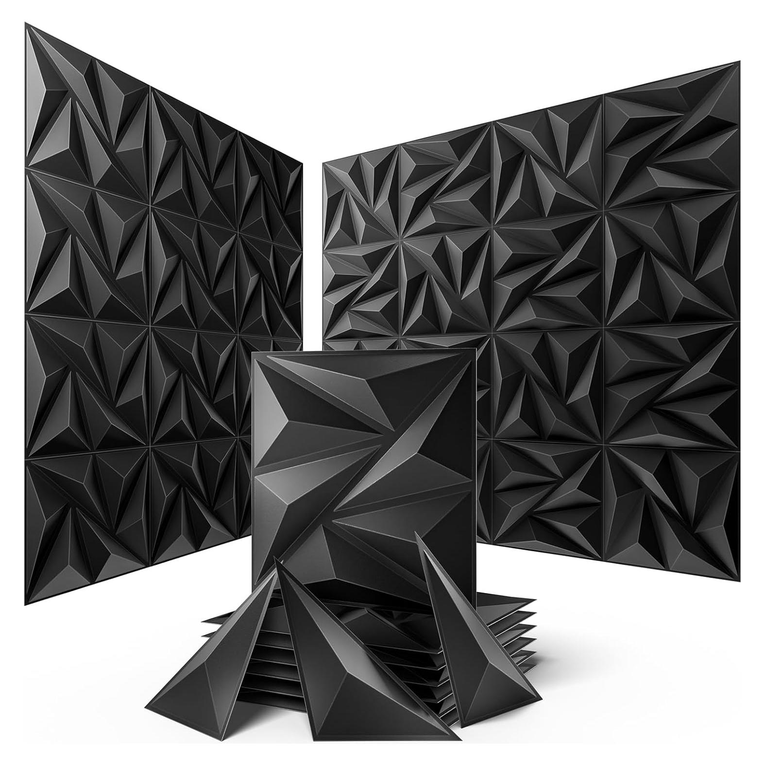 Paneles de Pared 3D Sonicism Negro Carbón Paquete de 16