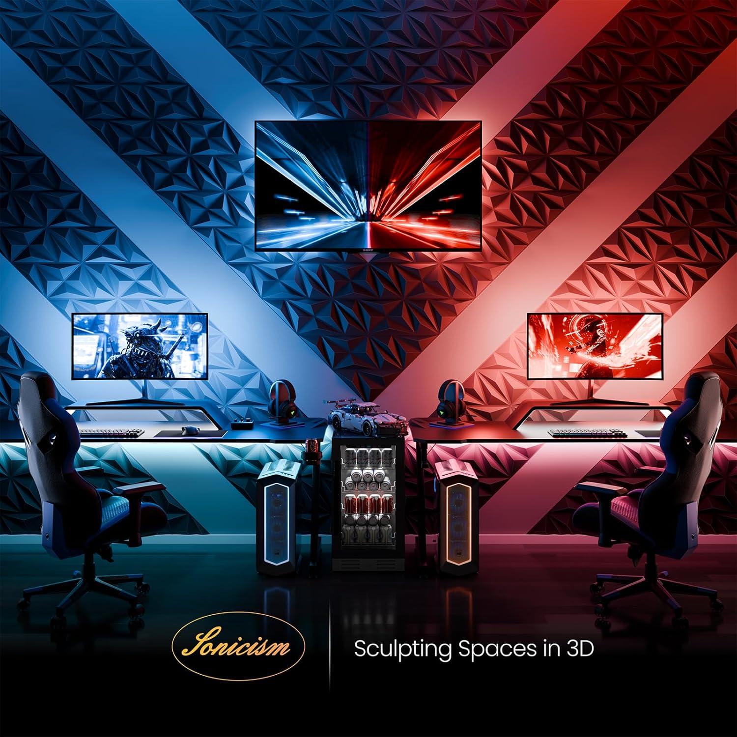 Paneles de Pared 3D Sonicism Negro Carbón Paquete de 16