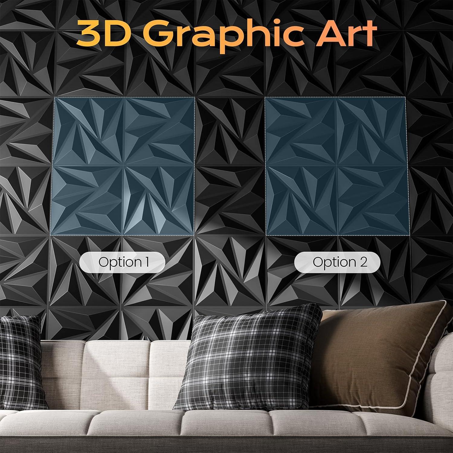 Paneles de Pared 3D Sonicism Negro Carbón Paquete de 16