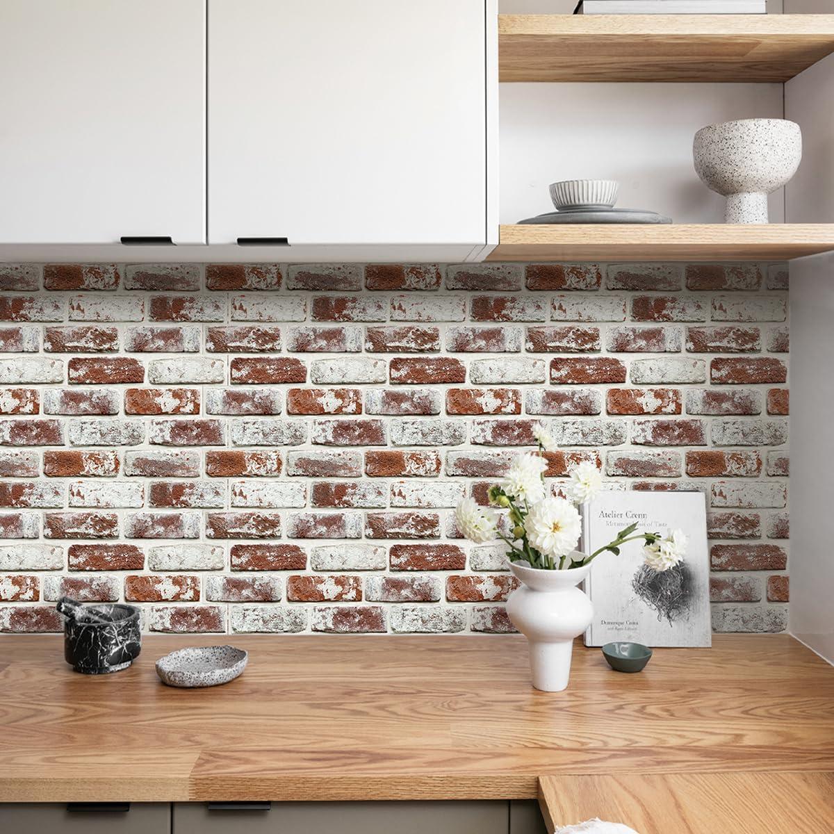 Paneles de Pared 3D Adhesivos COMSTICKC Ladrillo PVC 10 Piezas