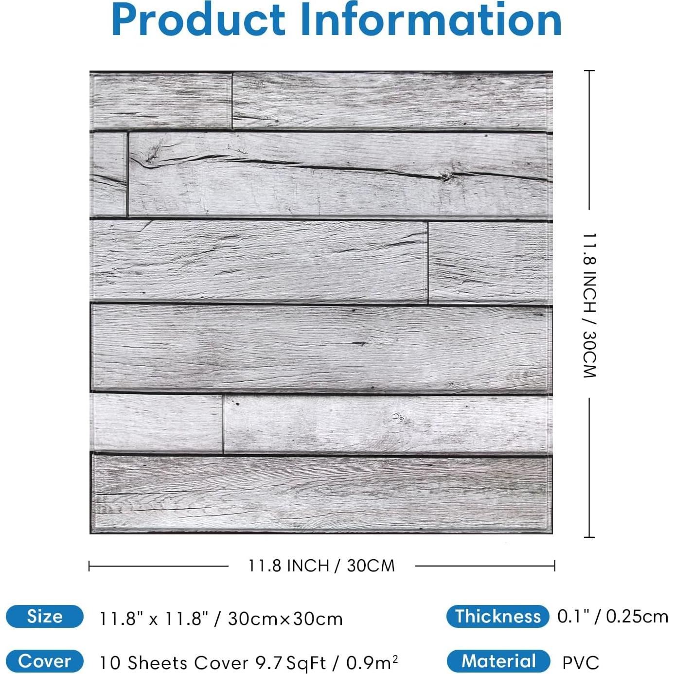 Paneles de Pared 3D Autoadhesivos COMSTICKC Gris Vintage 10 Piezas