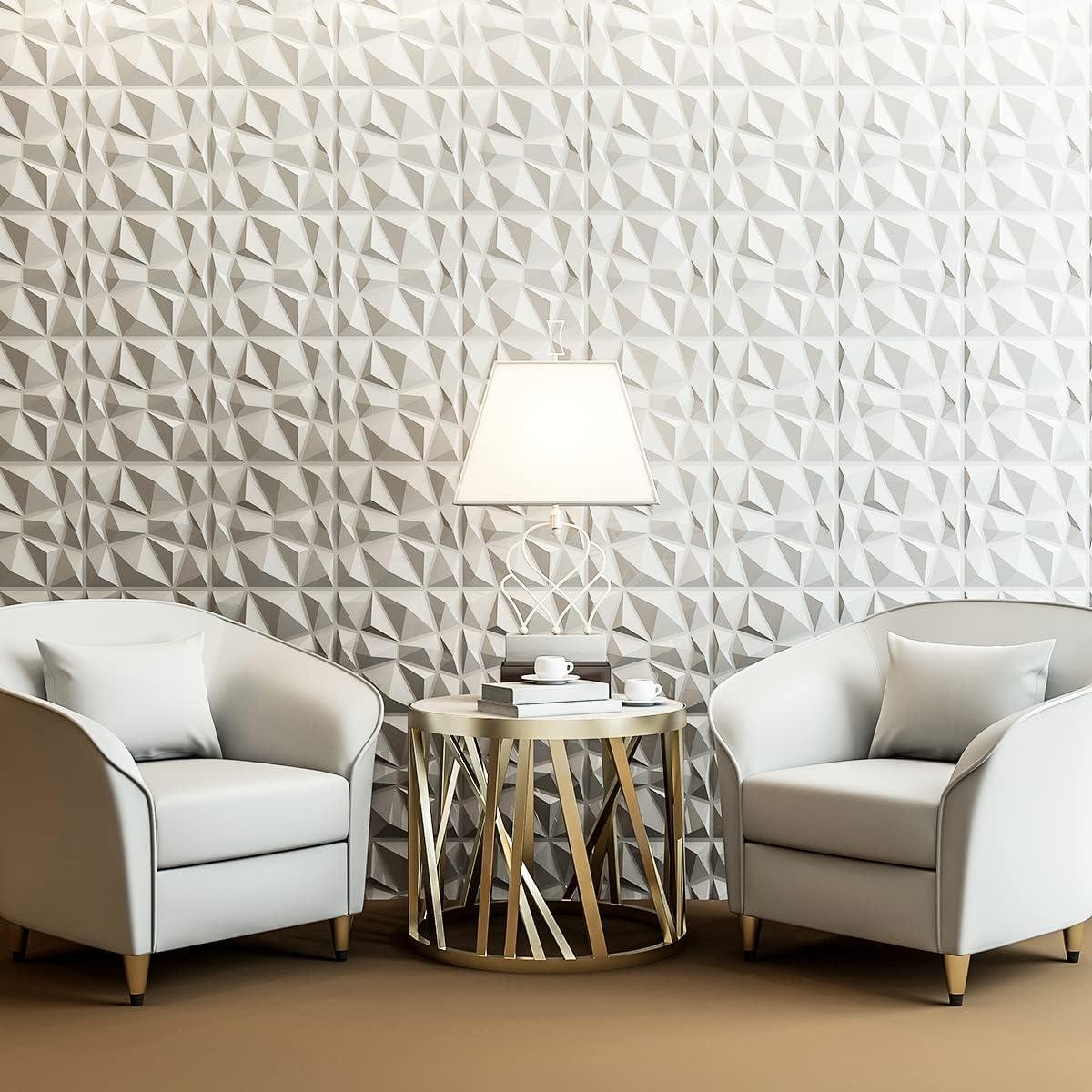 Paneles de Pared Decorativos Art3d 33 Unidades PVC Blanco 30.48cm