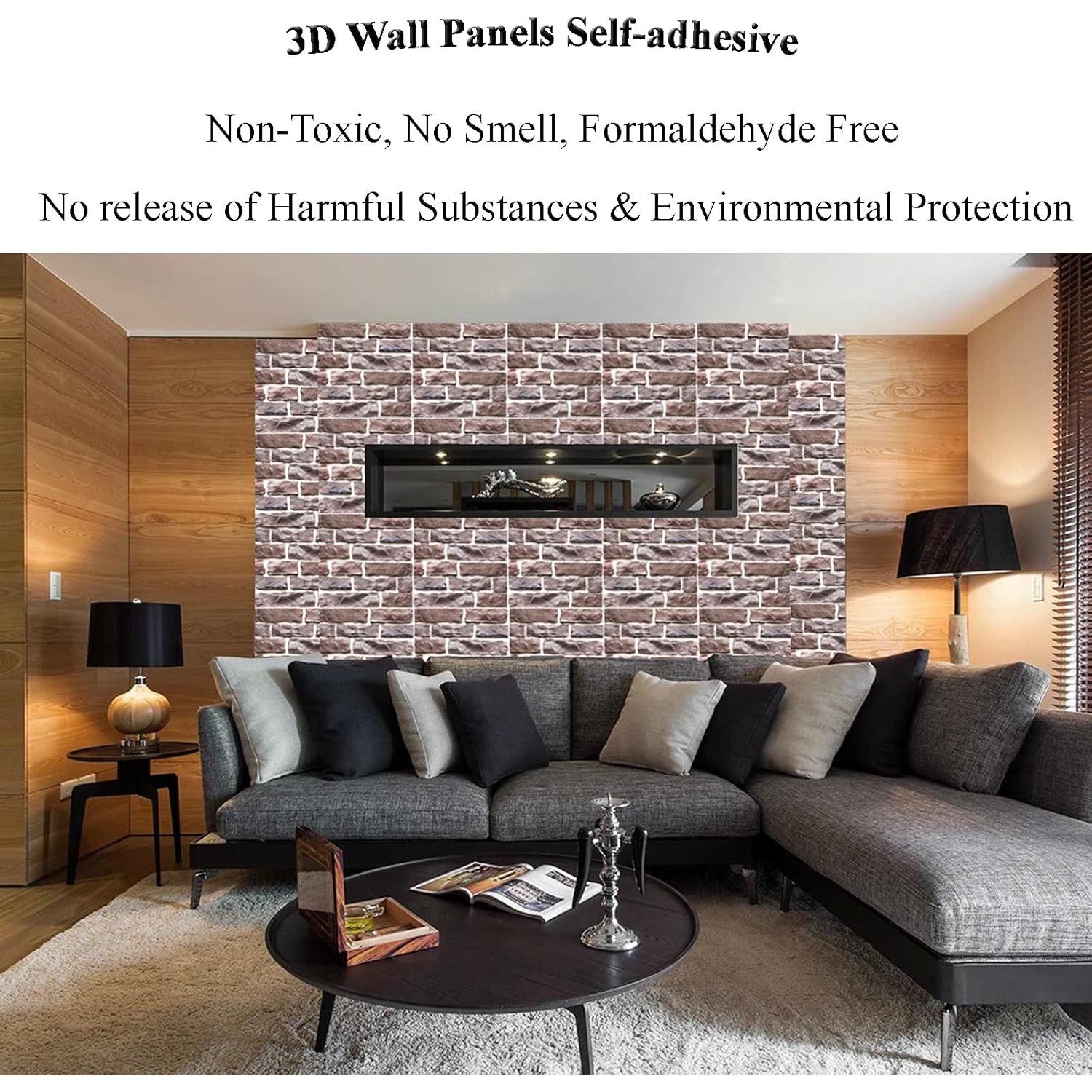 Paneles de Pared 3D Autoadhesivos Veczom - Ladrillo Piedra 10 Unidades