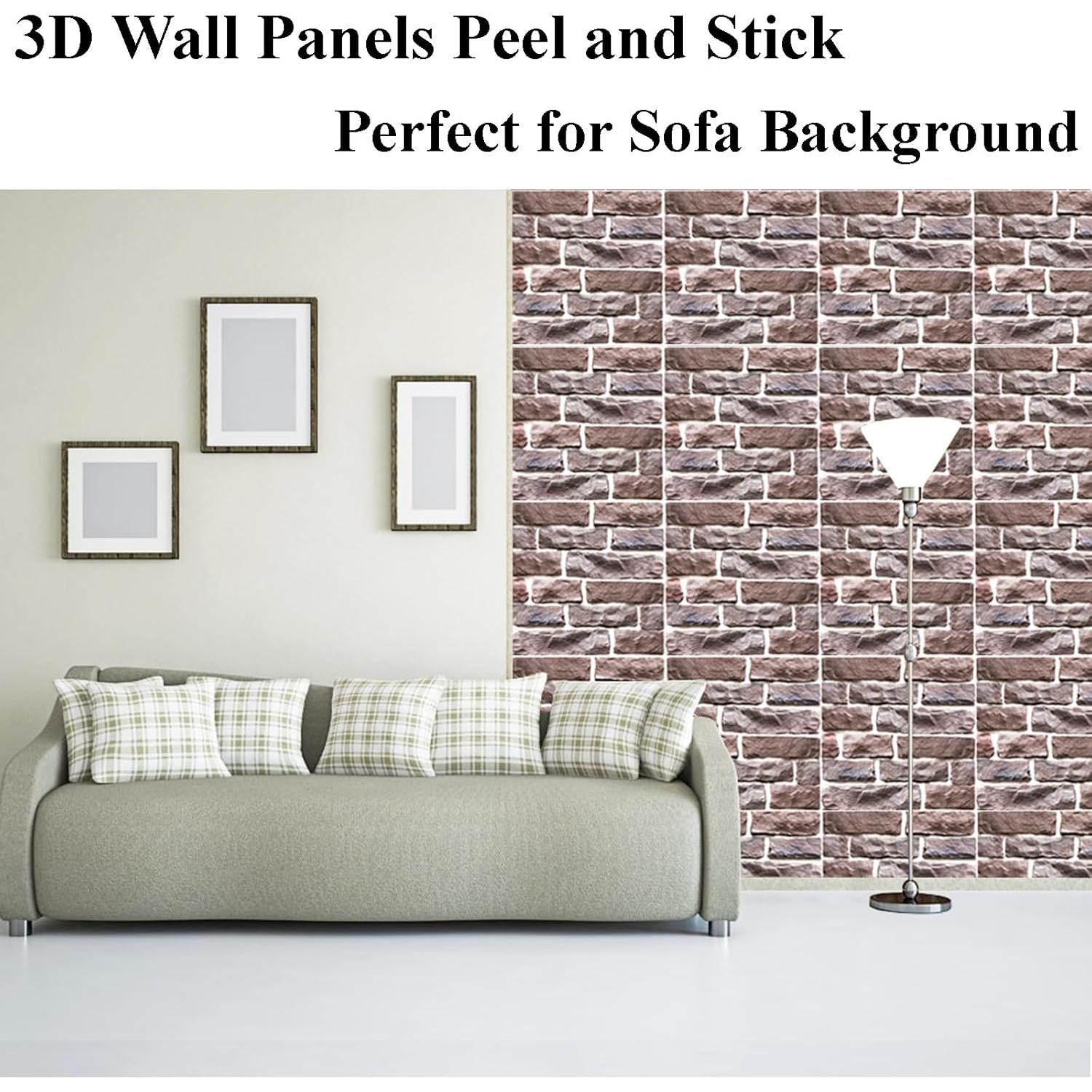 Paneles de Pared 3D Autoadhesivos Veczom - Ladrillo Piedra 10 Unidades