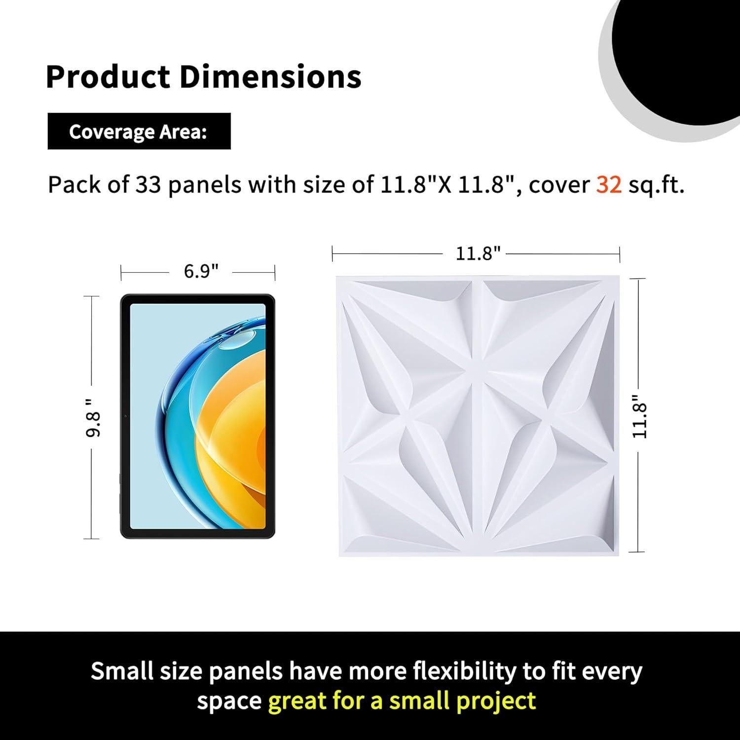 Paquete de 33 Paneles de Pared 3D WONESZ Blancos 30.48x30.48cm