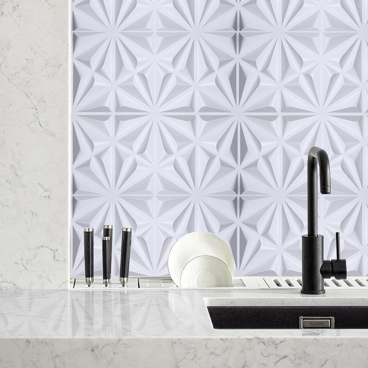 Paquete de 33 Paneles de Pared 3D WONESZ Blancos 30.48x30.48cm