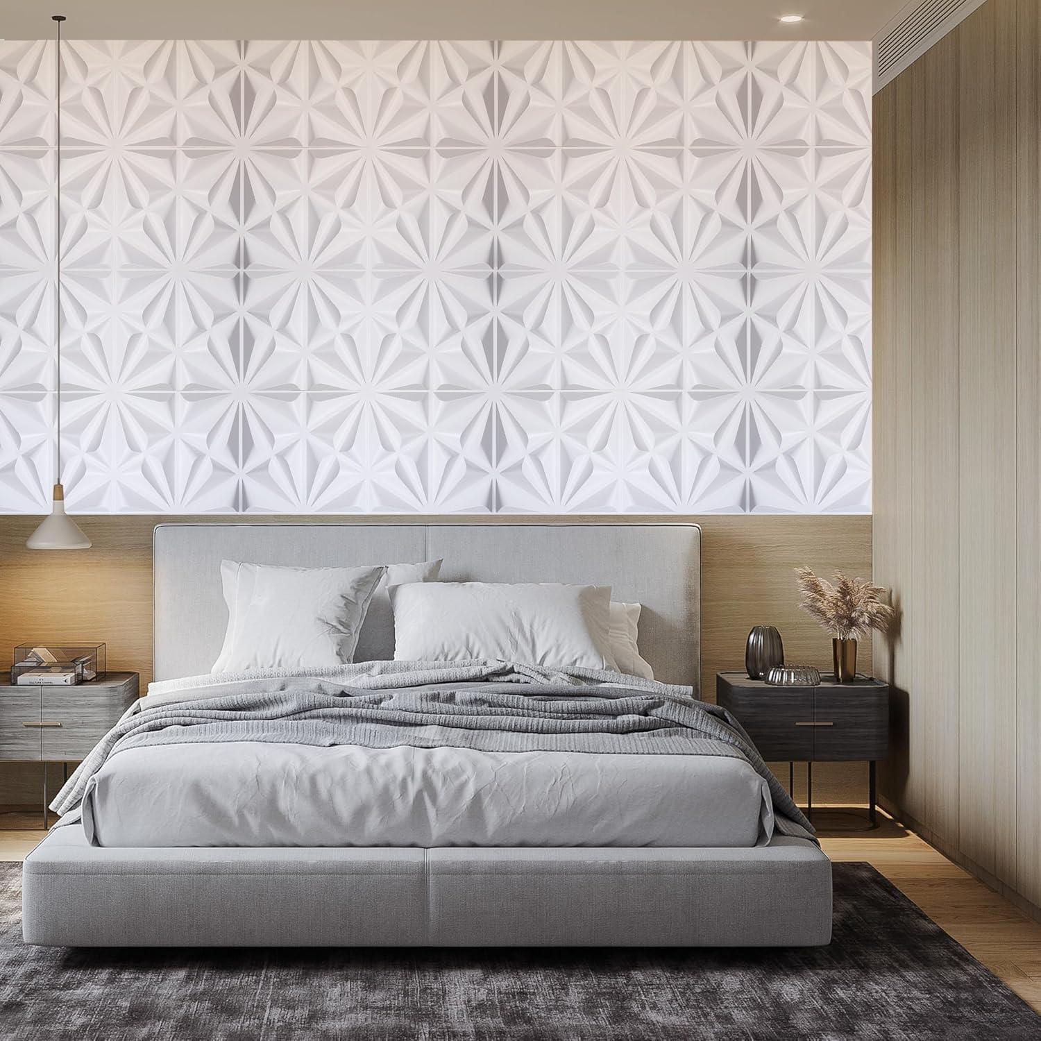 Paquete de 33 Paneles de Pared 3D WONESZ Blancos 30.48x30.48cm