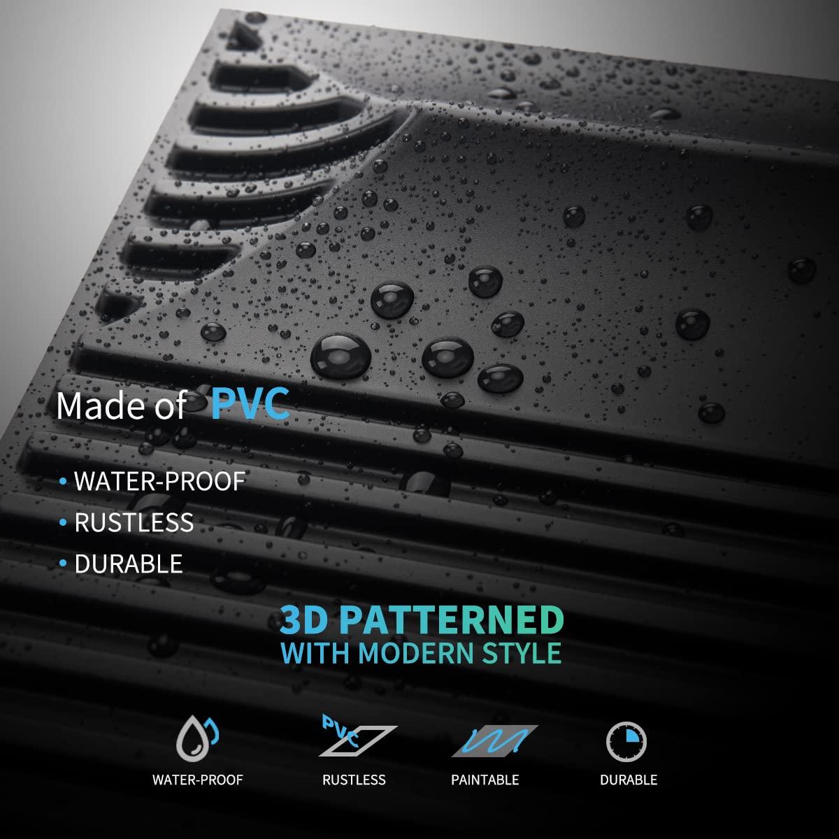 Paneles de Pared 3D PVC Art3dwallpanels 50x50 cm Negro - 12 Piezas