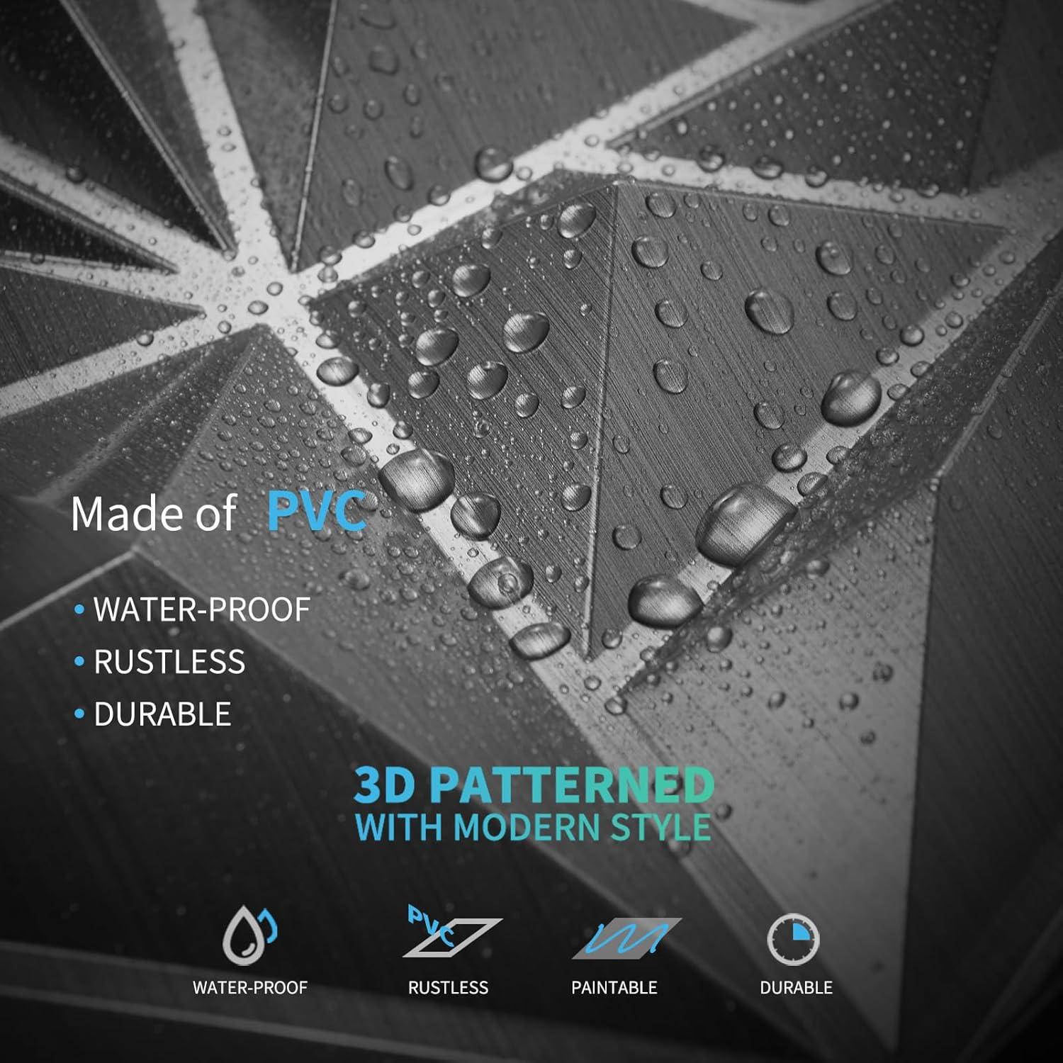 Paneles de Pared 3D Art3d - 33 Piezas Texturizados Diamante 30.48 cm Plata