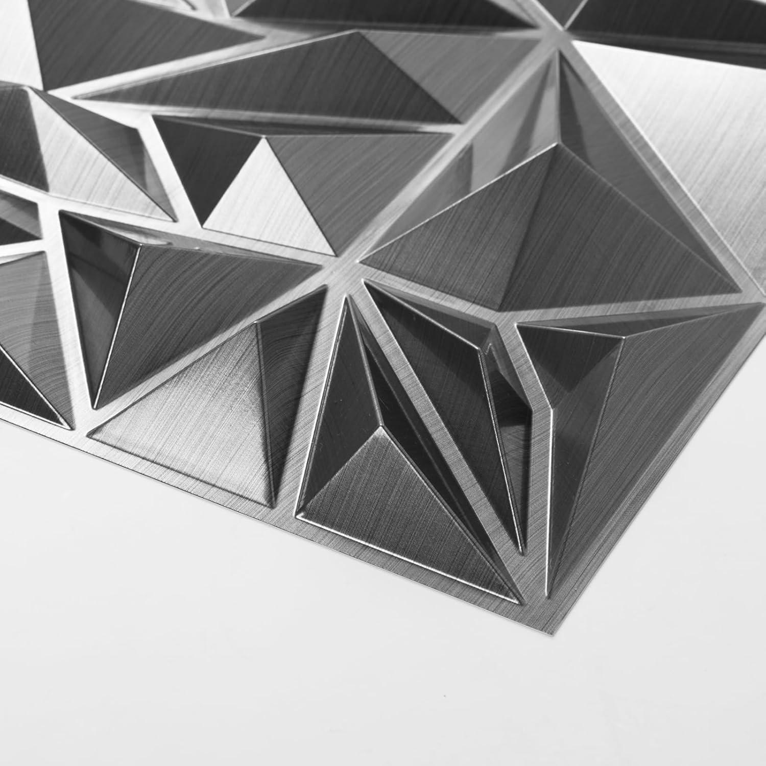 Paneles de Pared 3D Art3d - 33 Piezas Texturizados Diamante 30.48 cm Plata