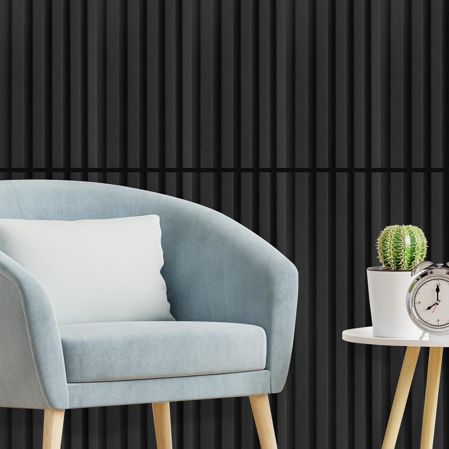 Paneles de Wainscoting WPC Art3d 16 Piezas 121.9x15.2cm Negro