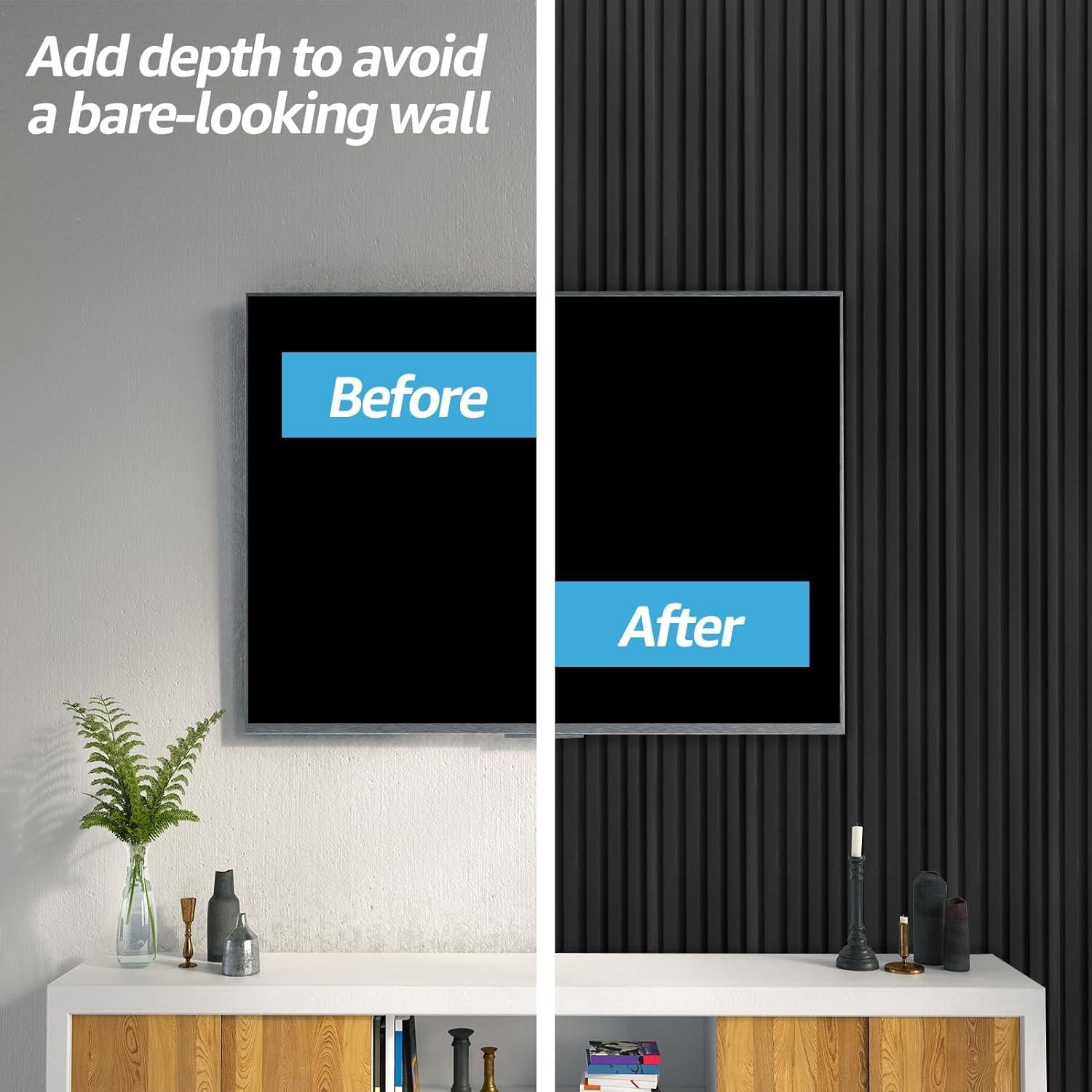 Paneles de Wainscoting WPC Art3d 16 Piezas 121.9x15.2cm Negro